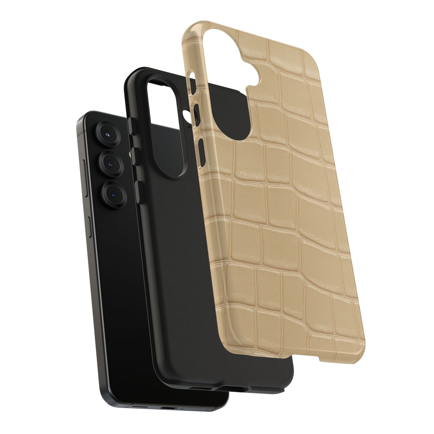 Tough Phone Case — Shockproof Alligator-Texture, Beige Croc