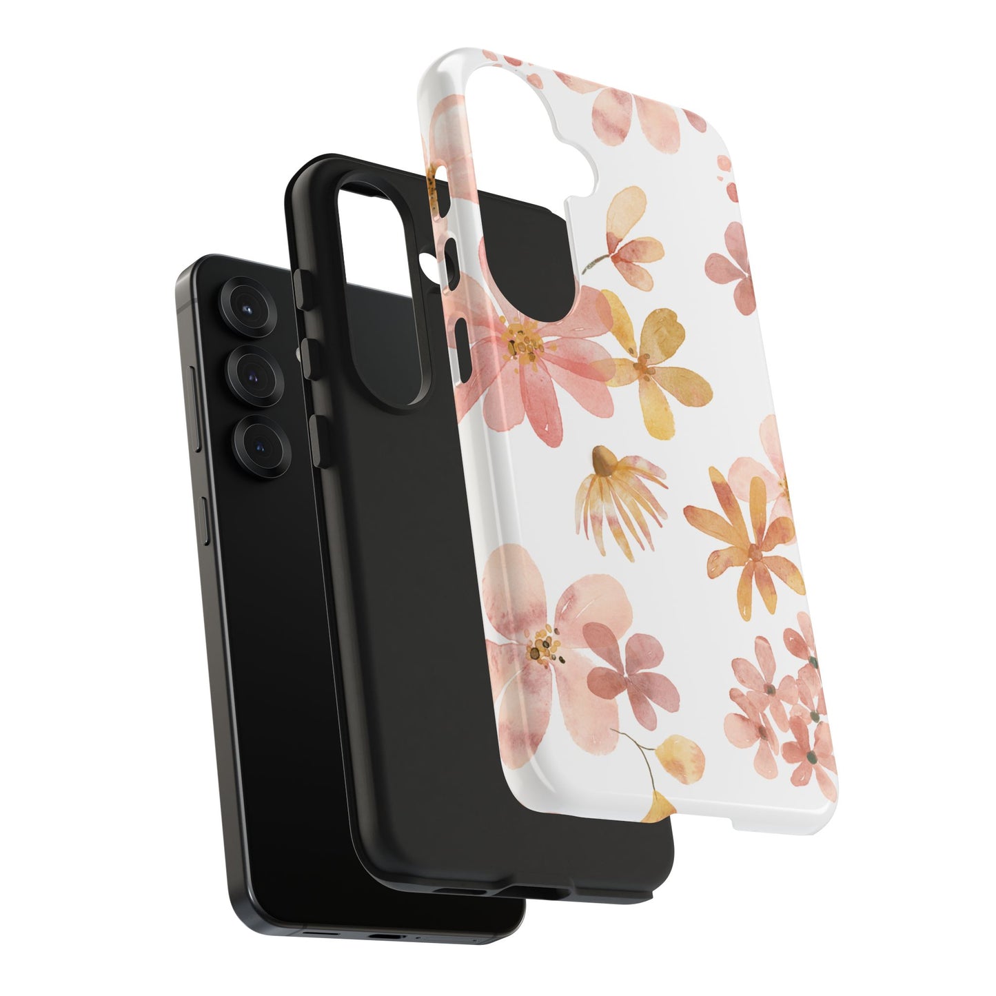 Tough Phone Case — Pink & Gold Blossom Protective Cover