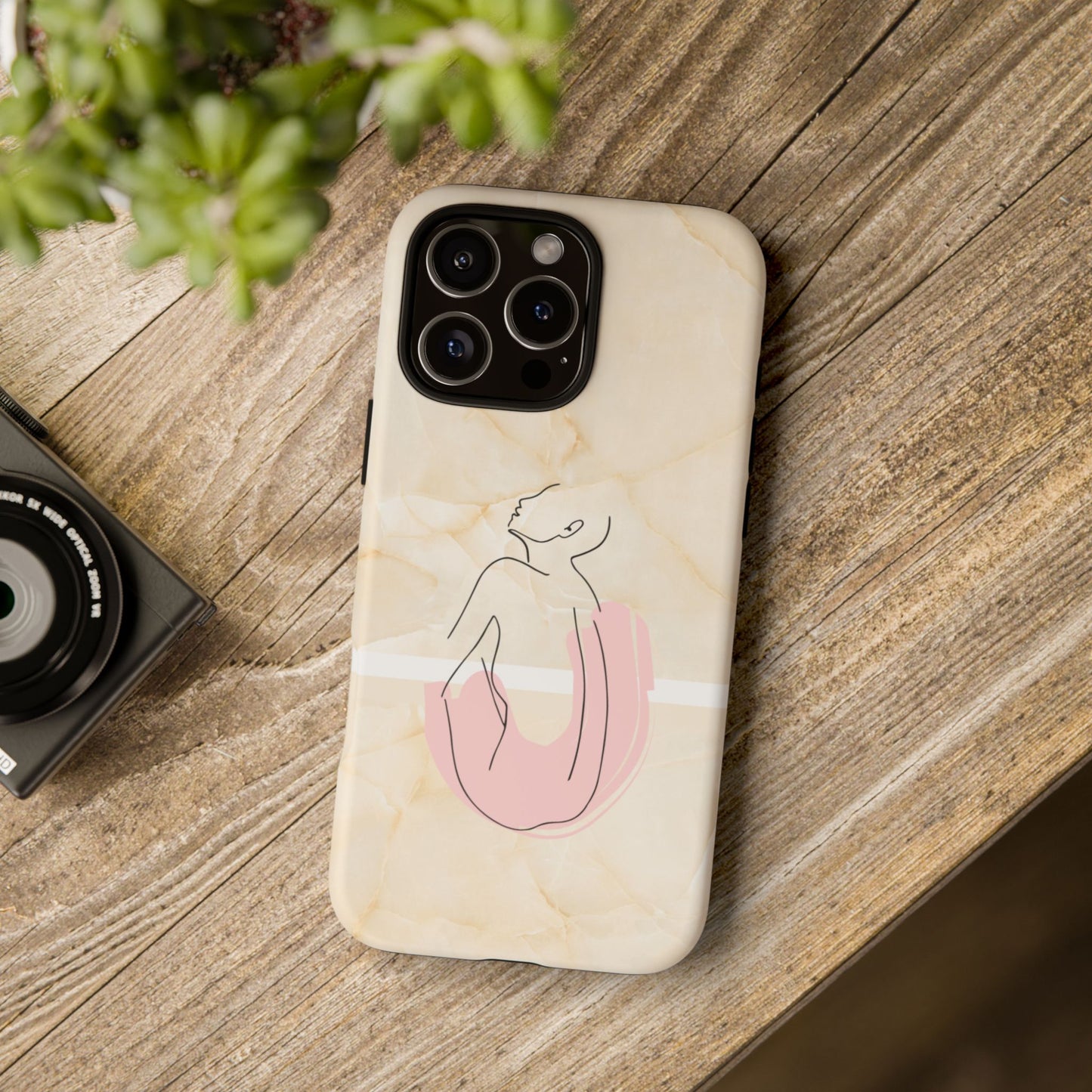 Tough Phone Case — Marble Minimalist Line Art
