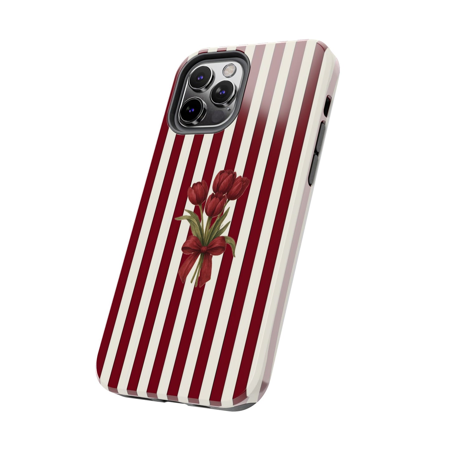 Tough Phone Case —Red Stripe Floral Bouquet