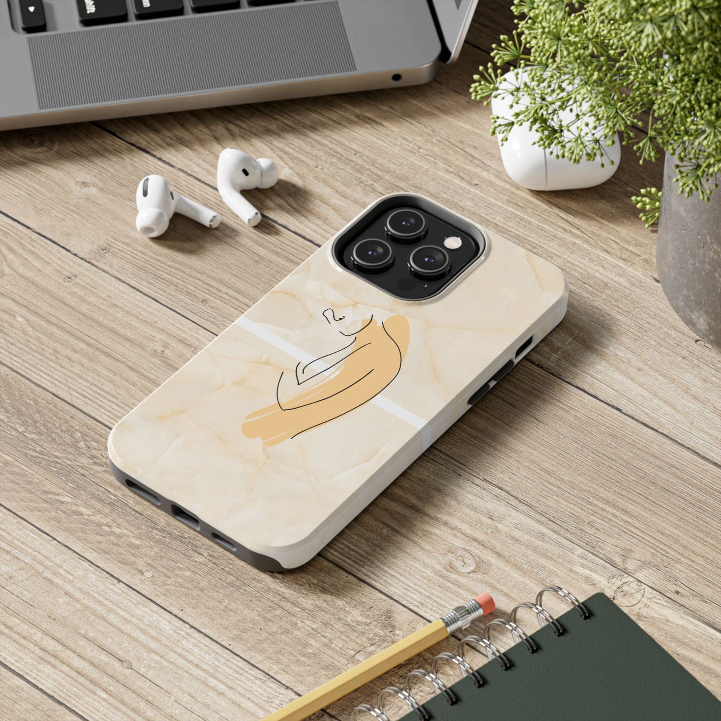 Tough Phone Case — Marble Minimalist Line Art