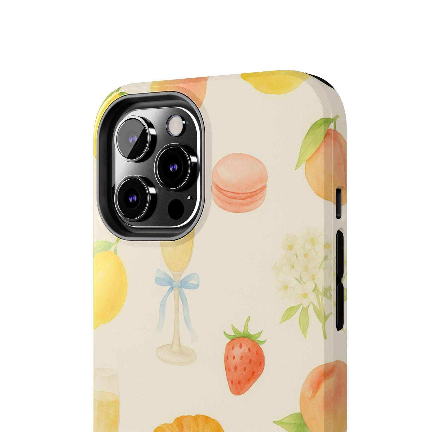 Tough Phone Case — Strawberries, Croissant & Champagne Floral Design