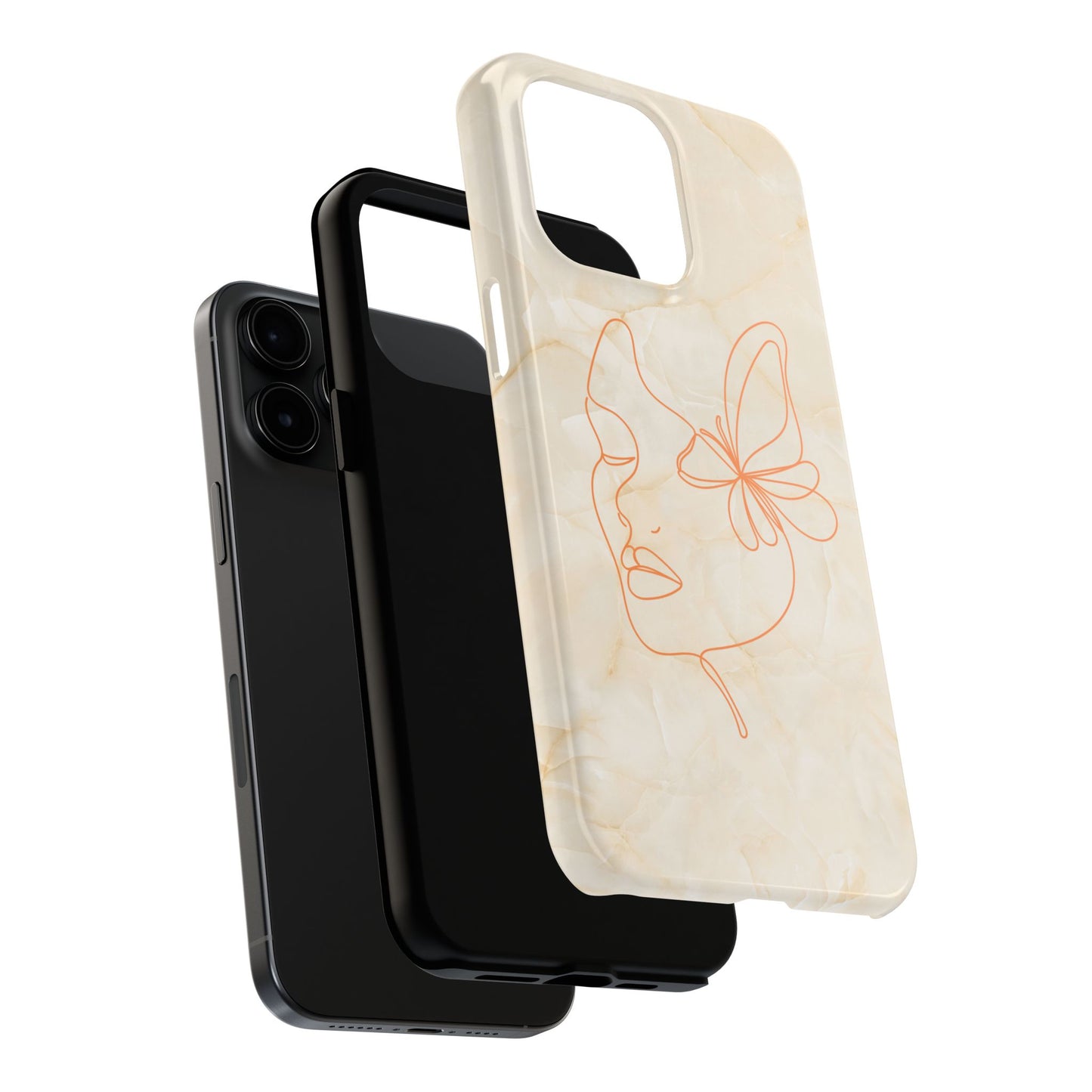 Tough Phone Case —  Marble Line Art, Minimal Elegant