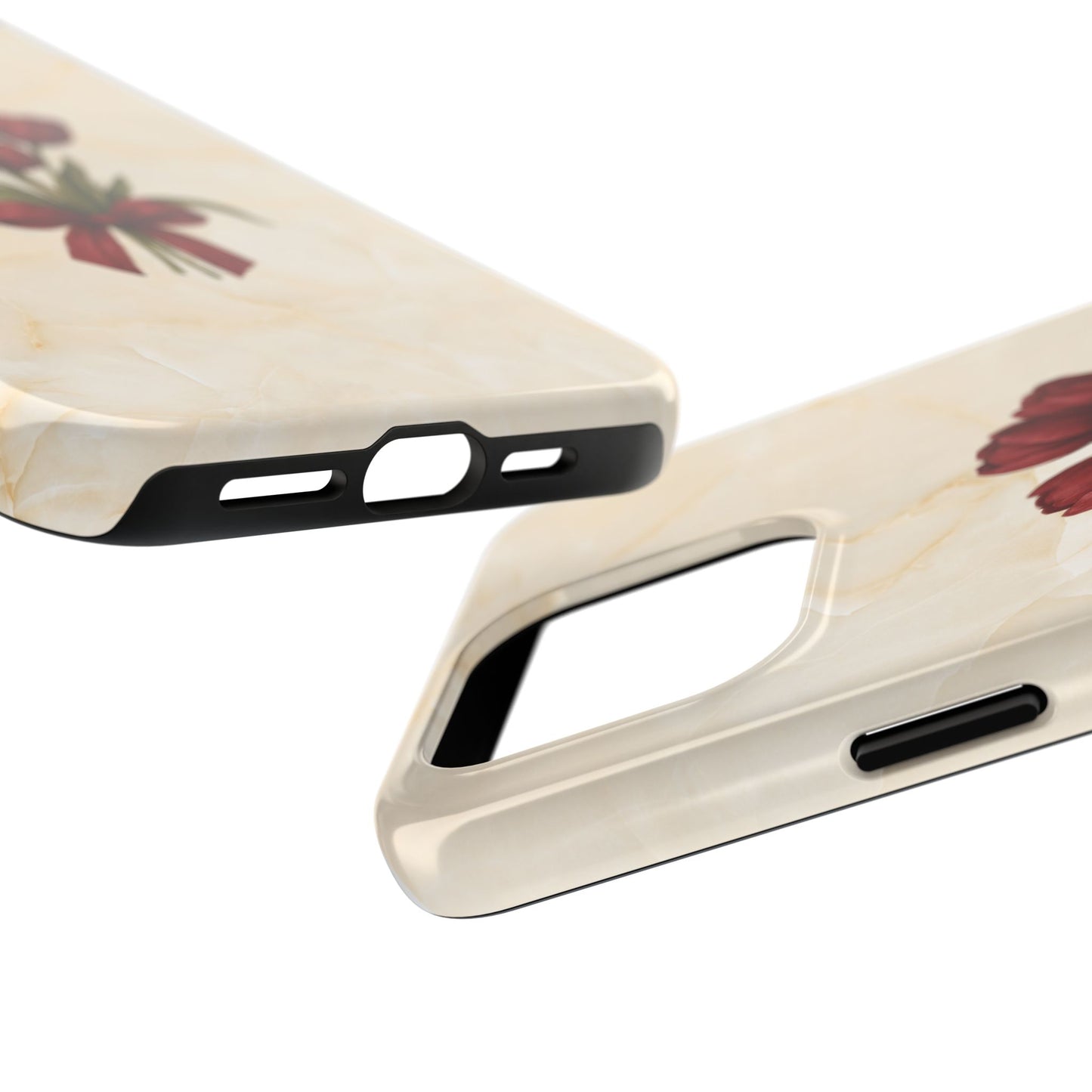 Tough Phone Case — Red Tulip Bouquet on Marble