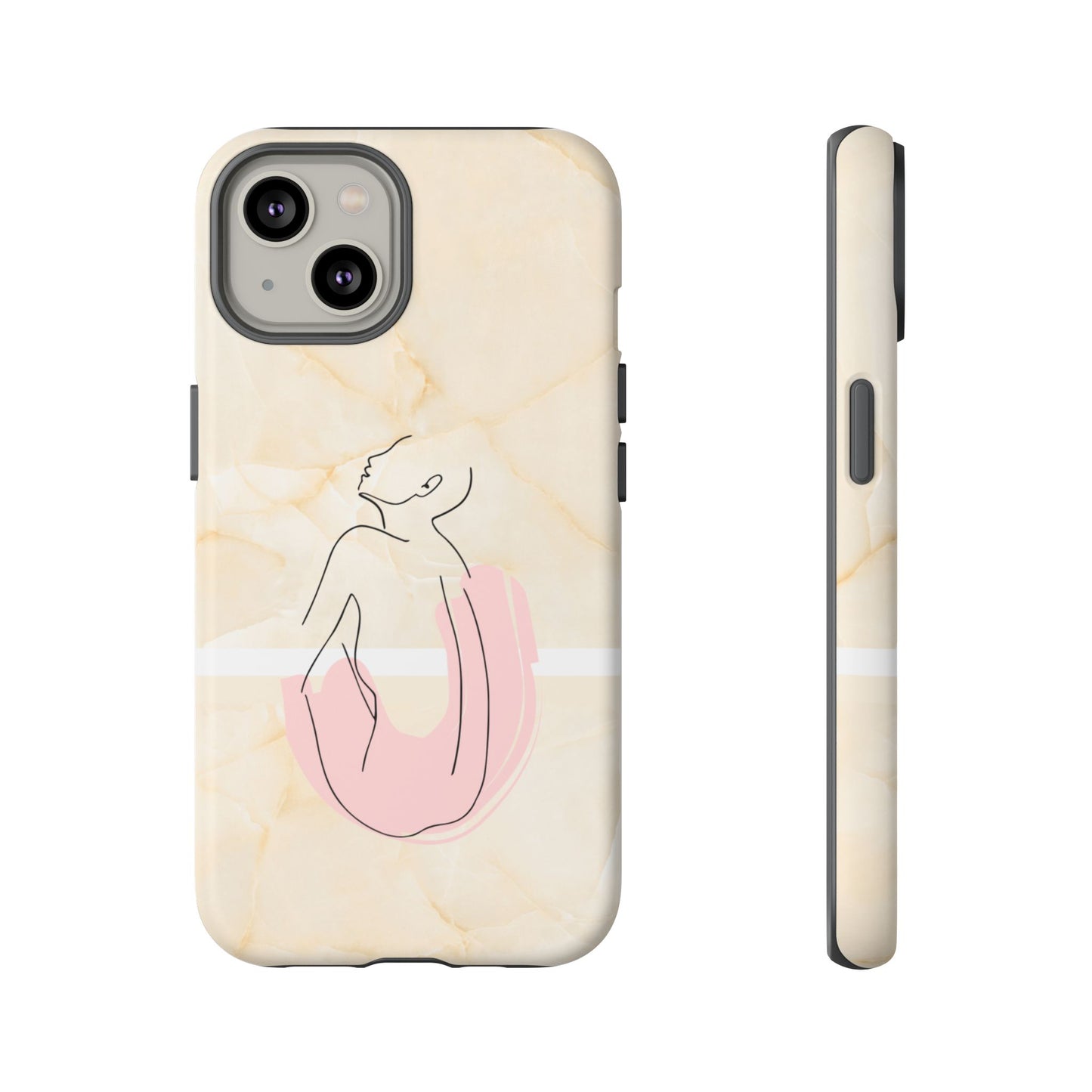 Tough Phone Case — Marble Minimalist Line Art