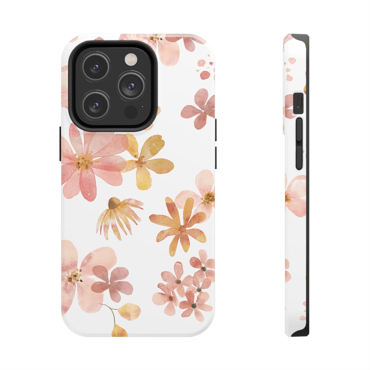 Tough Phone Case — Pink & Gold Blossom Protective Cover