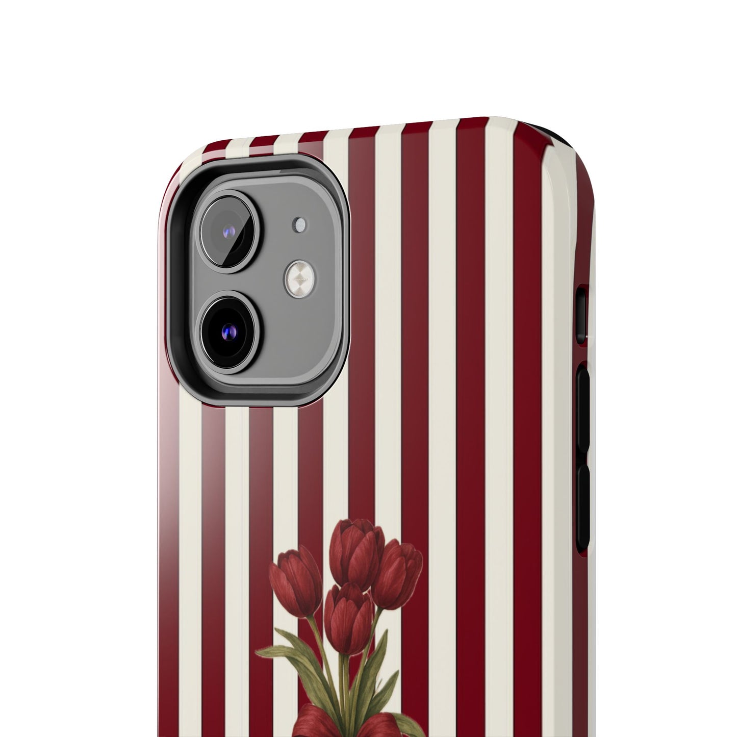 Tough Phone Case —Red Stripe Floral Bouquet