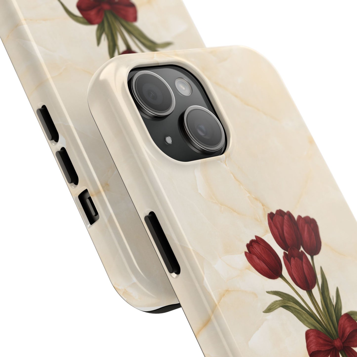 Tough Phone Case — Red Tulip Bouquet on Marble
