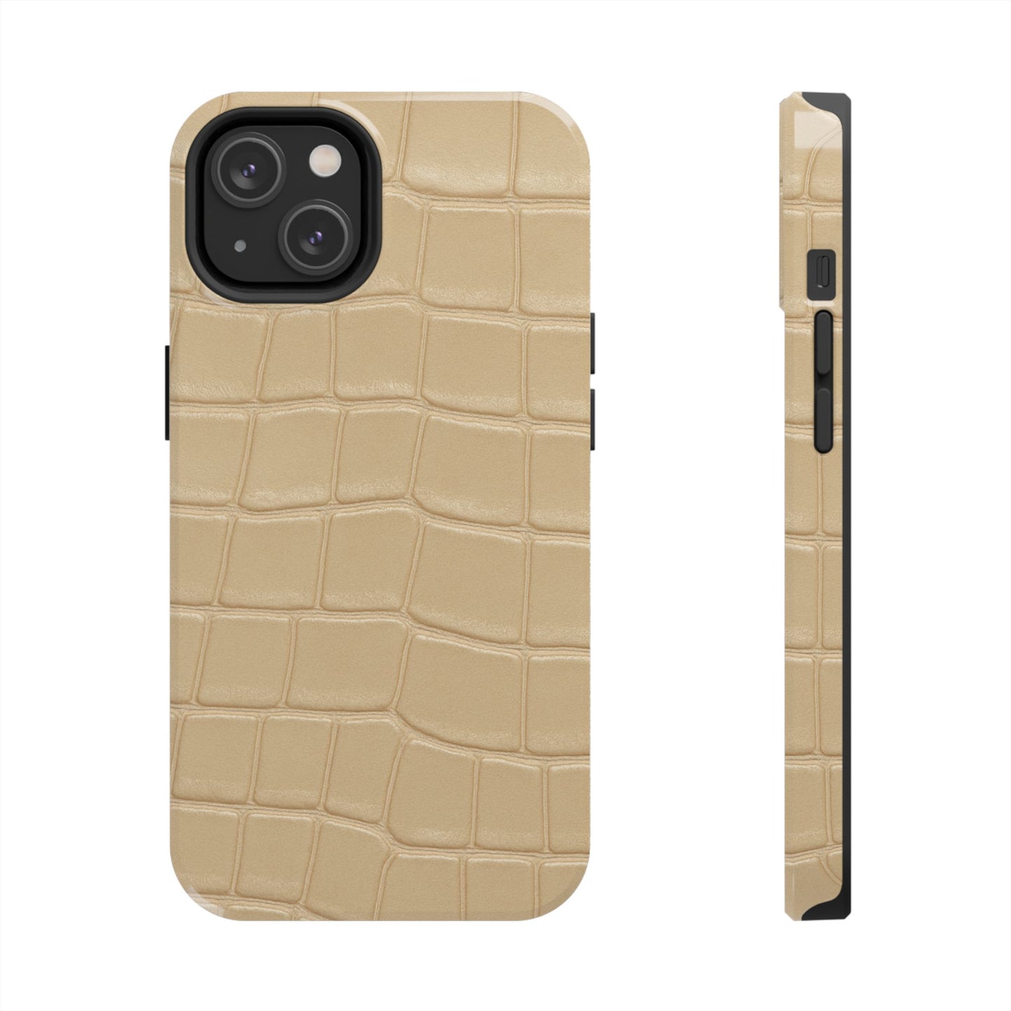 Tough Phone Case — Shockproof Alligator-Texture, Beige Croc
