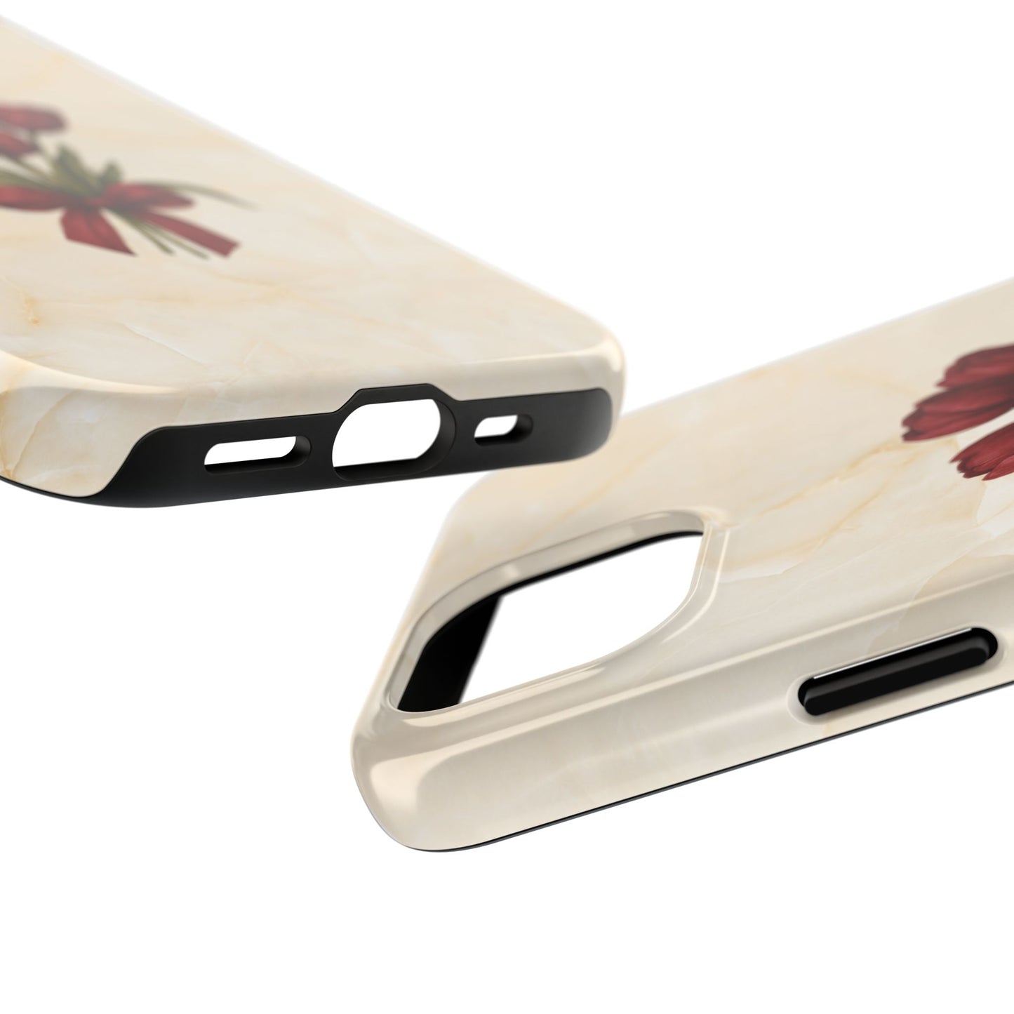Tough Phone Case — Red Tulip Bouquet on Marble