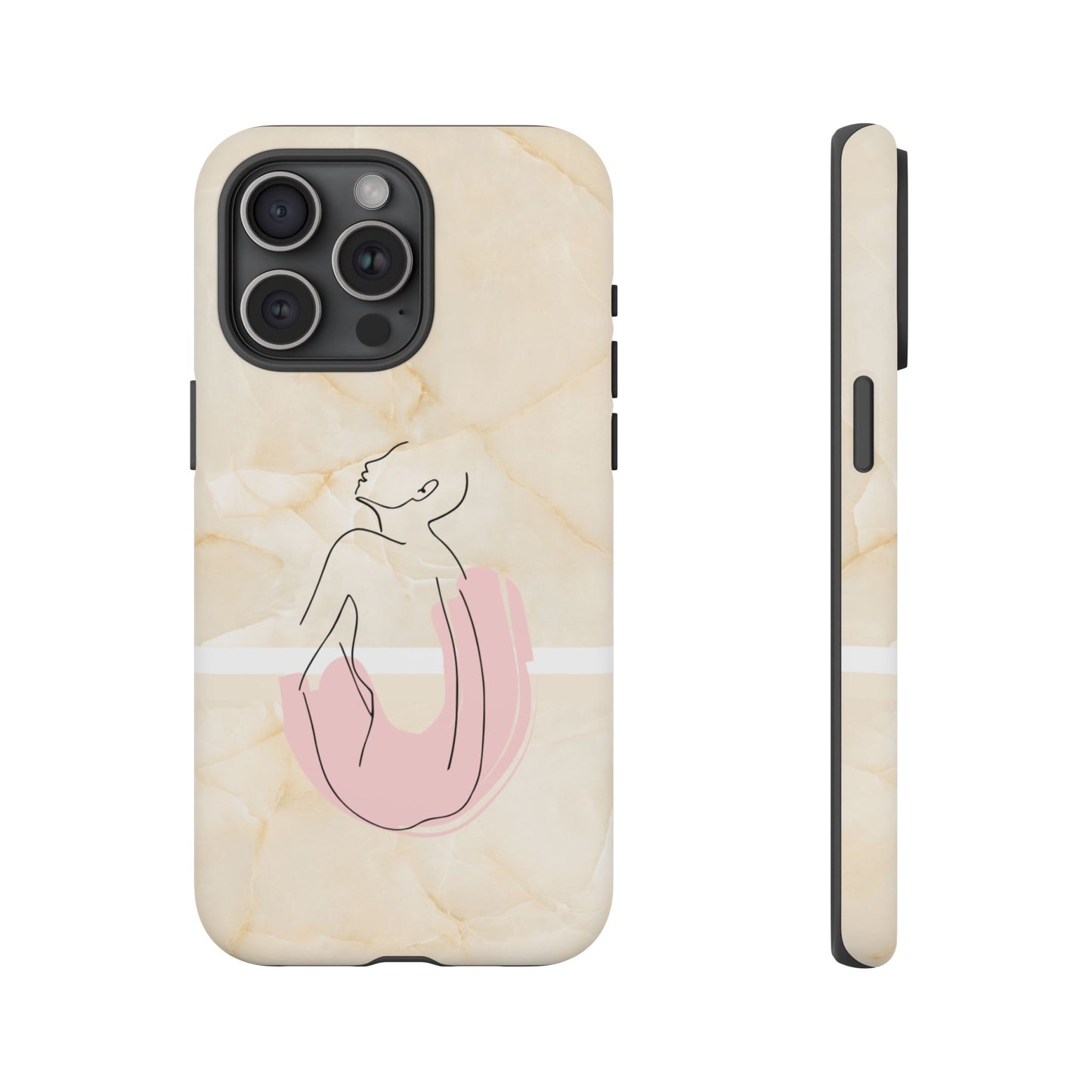 Tough Phone Case — Marble Minimalist Line Art