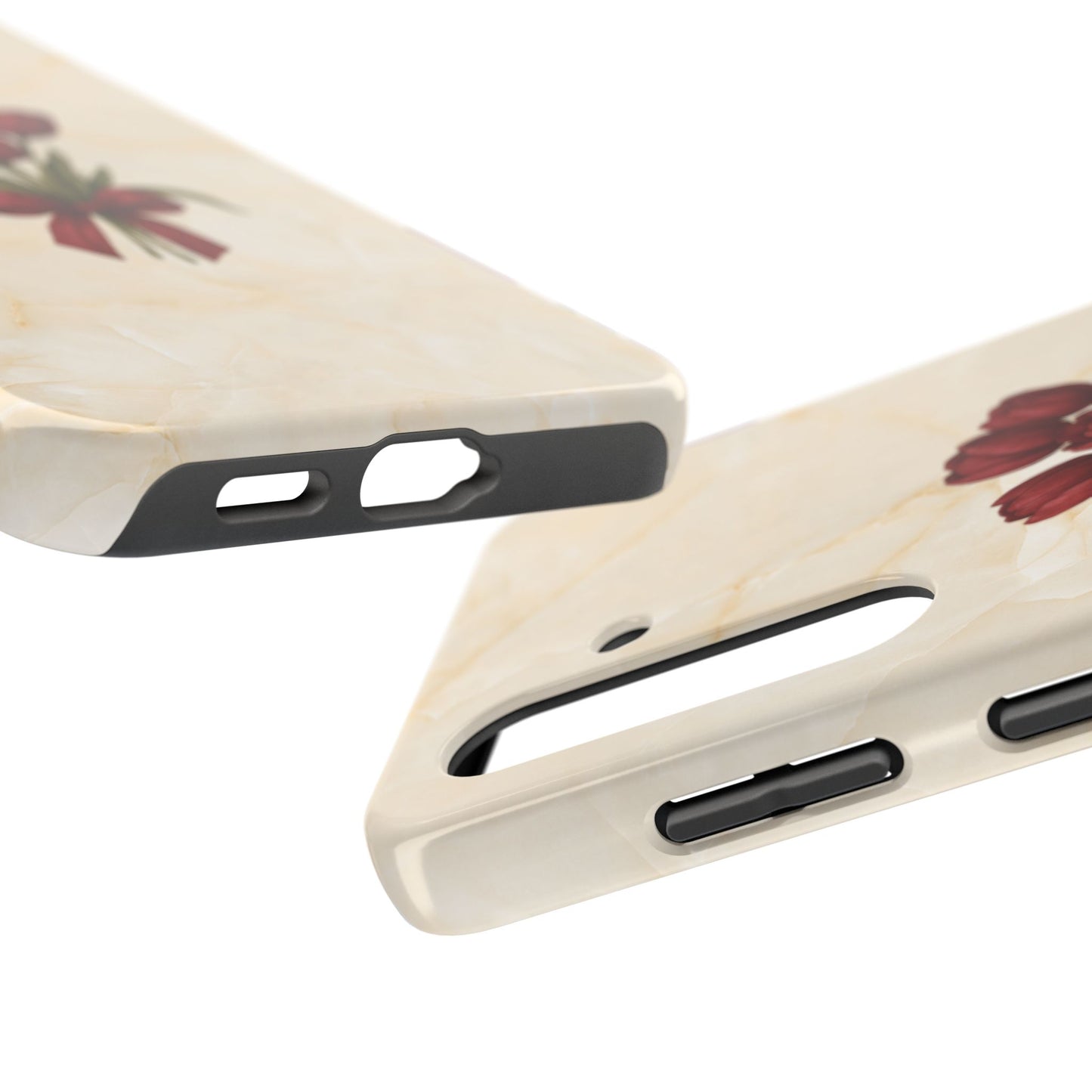 Tough Phone Case — Red Tulip Bouquet on Marble