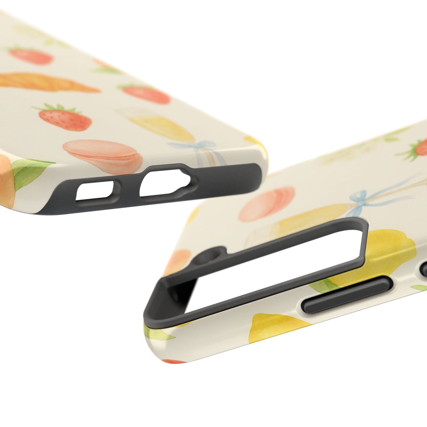 Tough Phone Case — Strawberries, Croissant & Champagne Floral Design