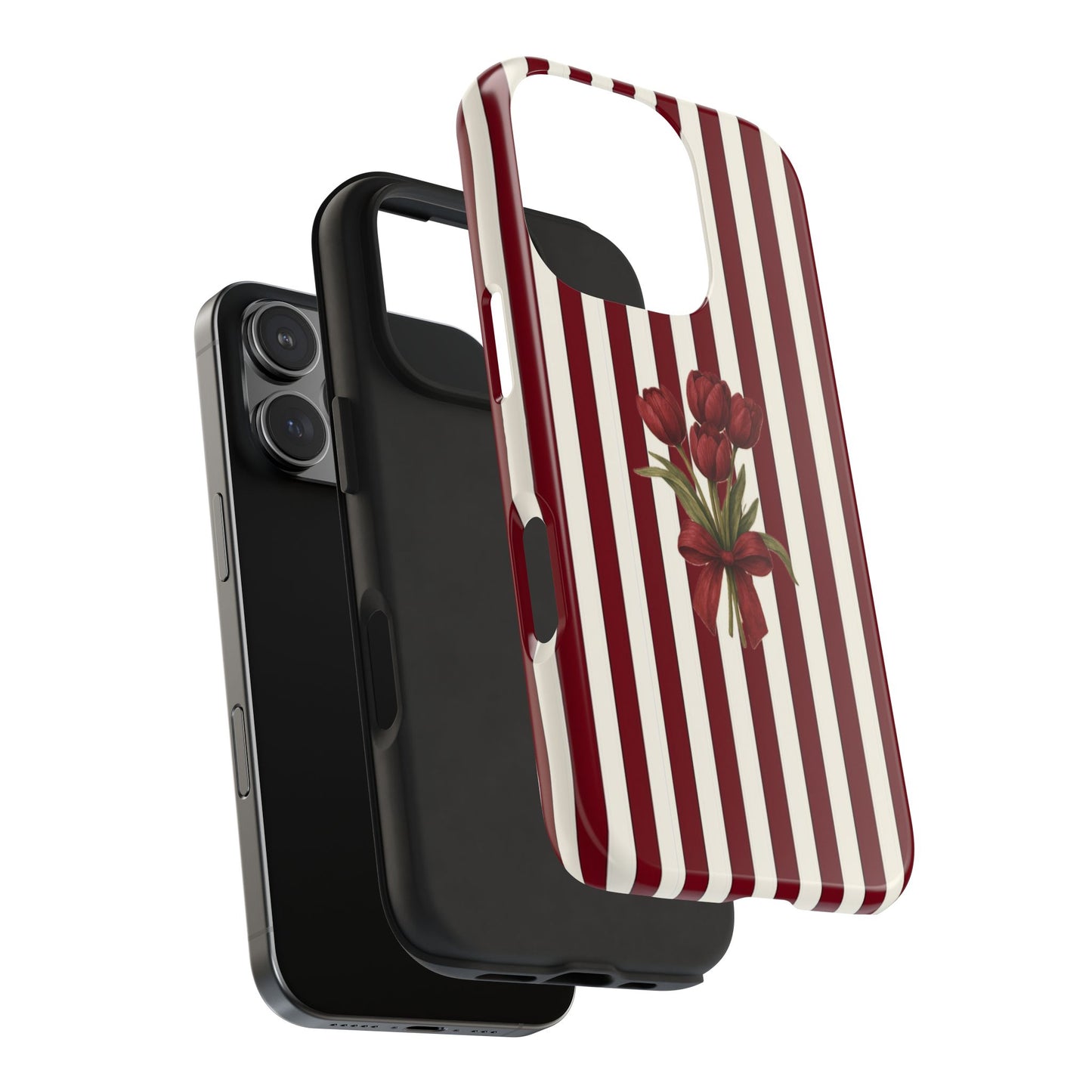 Tough Phone Case —Red Stripe Floral Bouquet