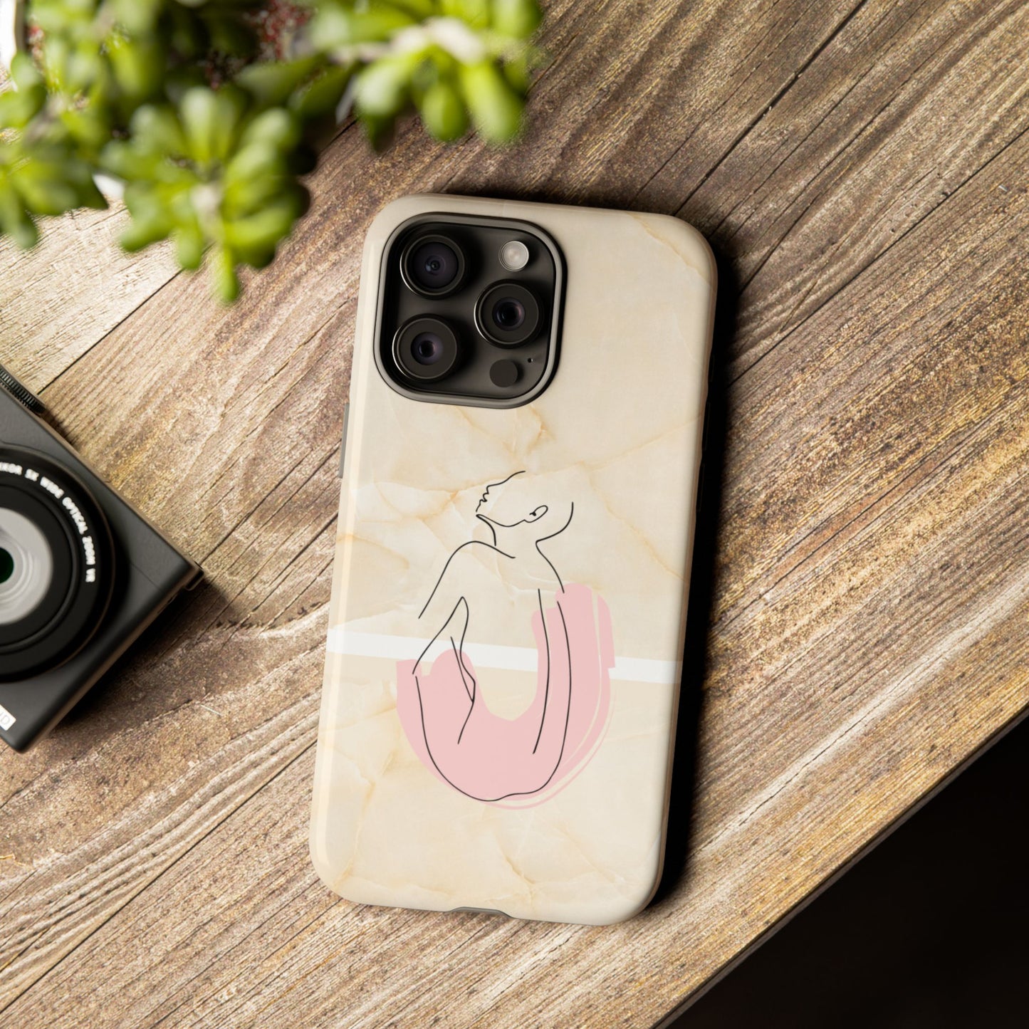 Tough Phone Case — Marble Minimalist Line Art