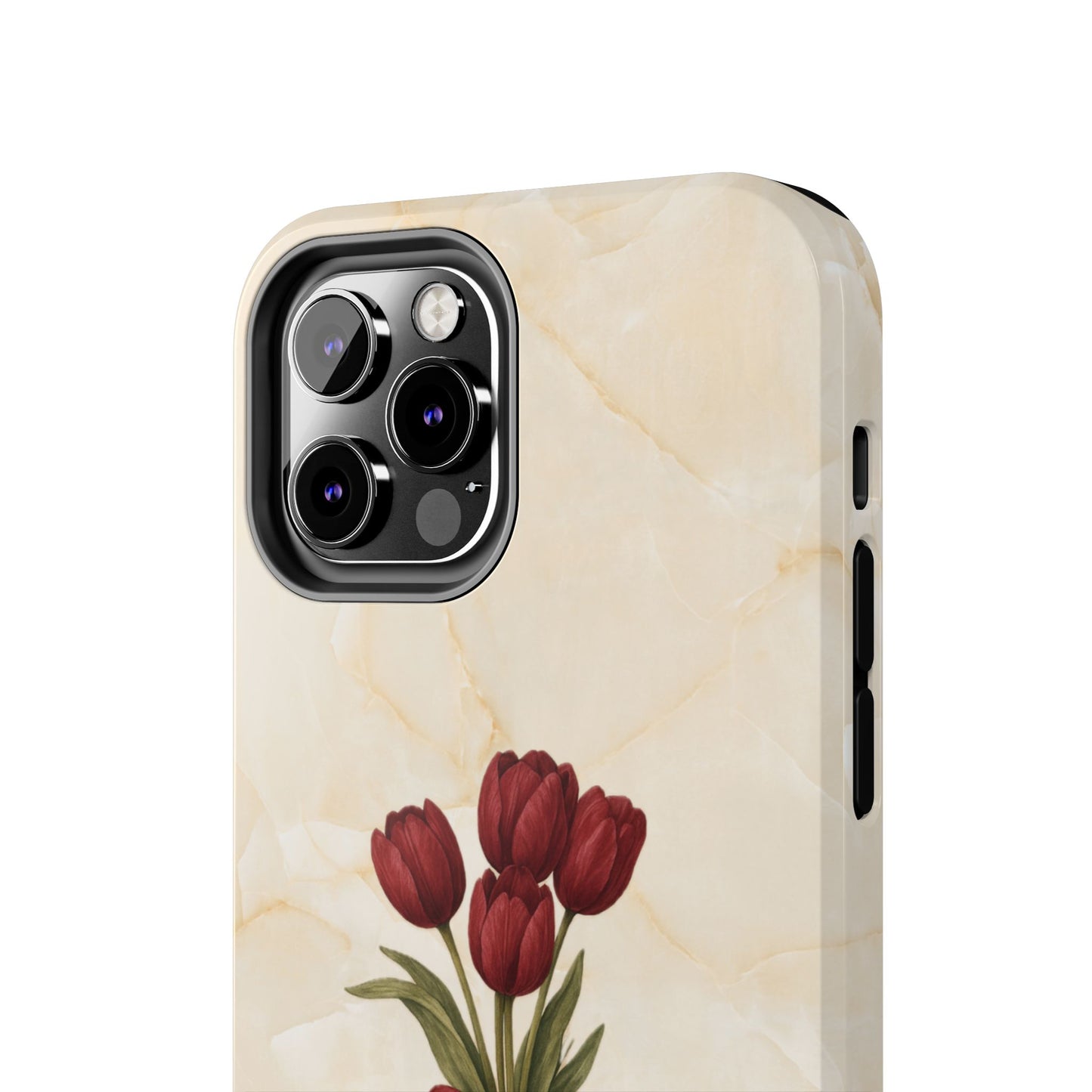 Tough Phone Case — Red Tulip Bouquet on Marble