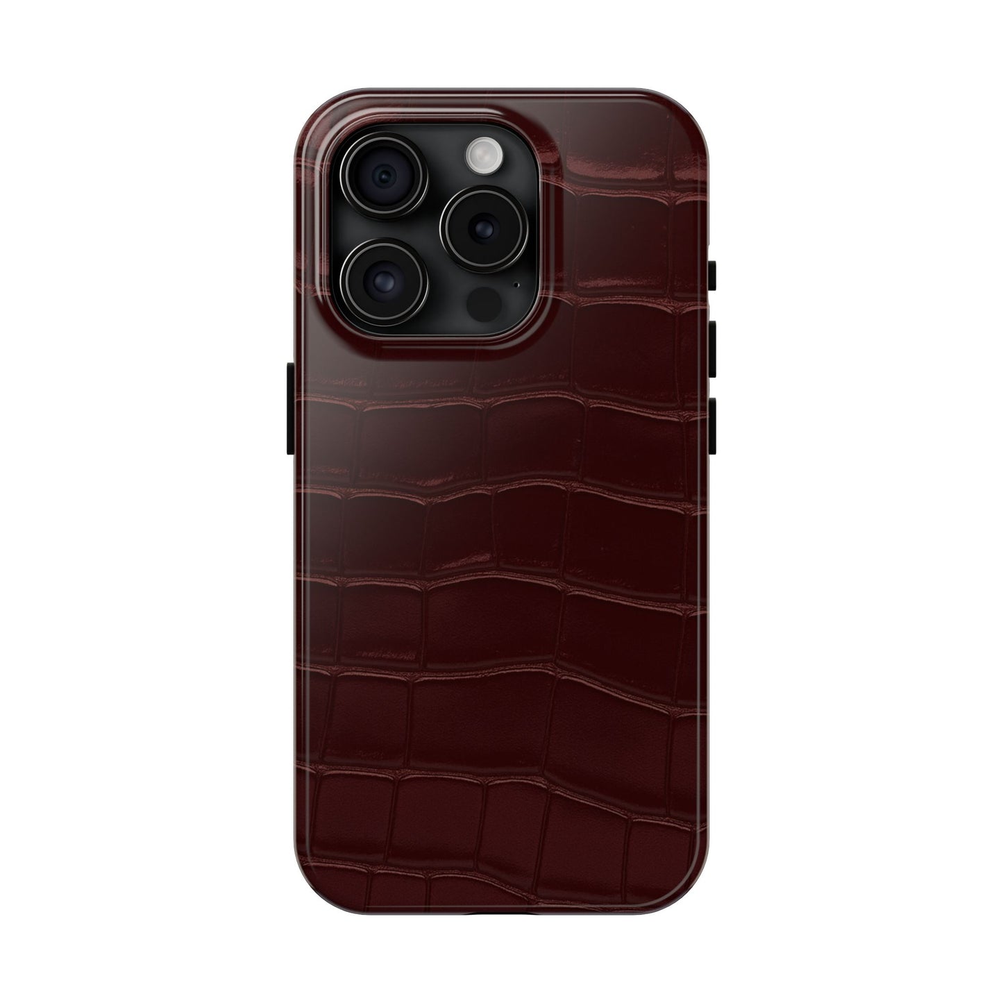 Tough Phone Case — Burgundy, Croc-Embossed