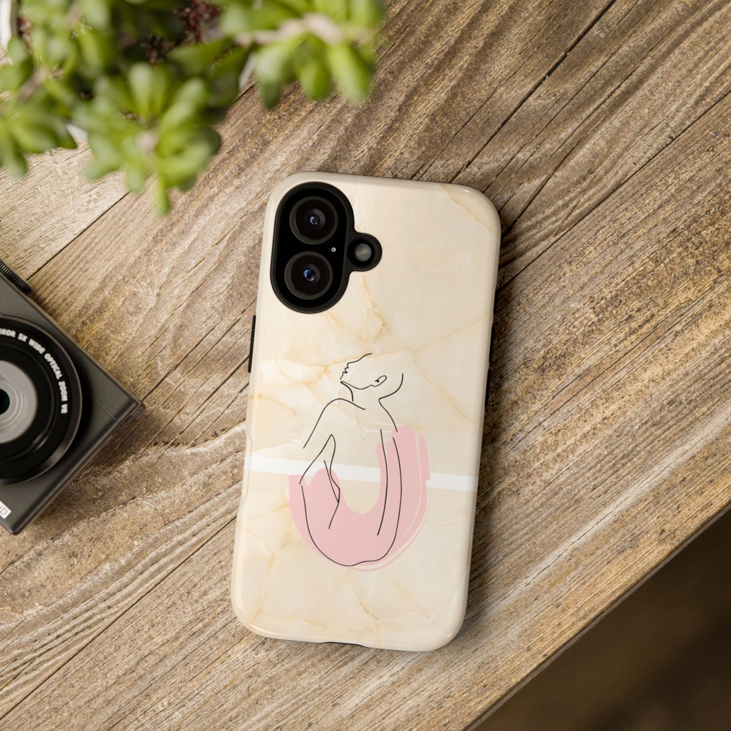 Tough Phone Case — Marble Minimalist Line Art
