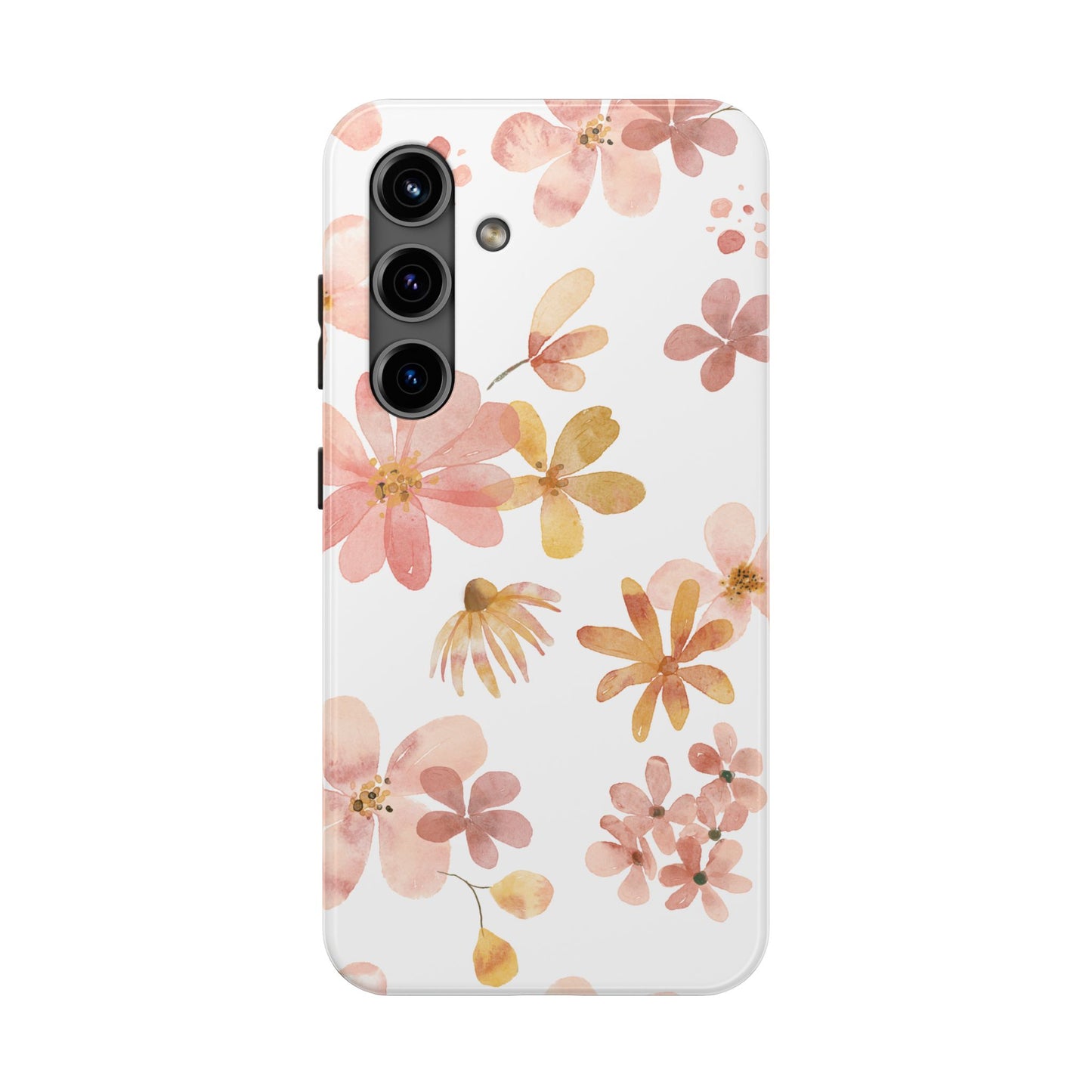 Tough Phone Case — Pink & Gold Blossom Protective Cover