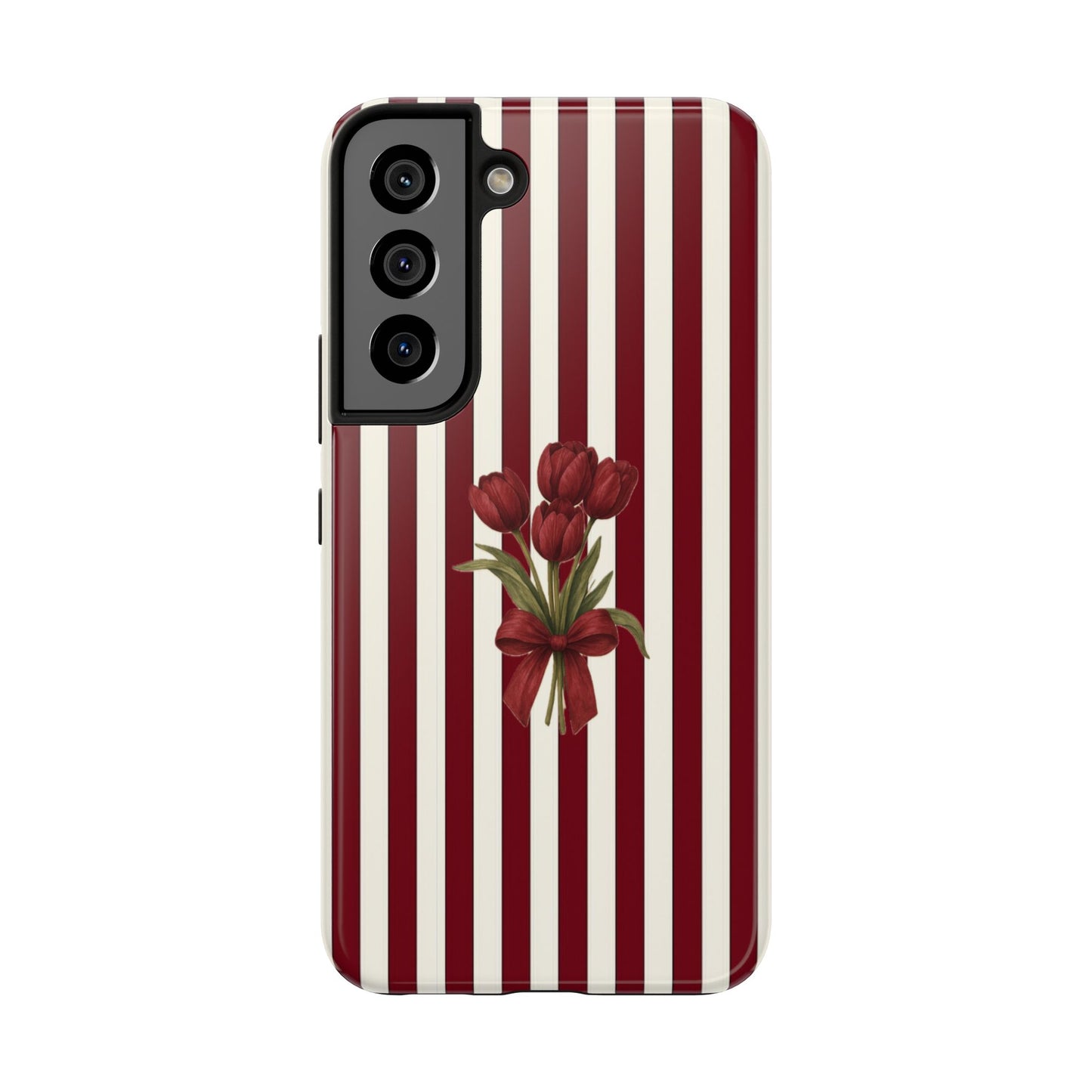 Tough Phone Case —Red Stripe Floral Bouquet