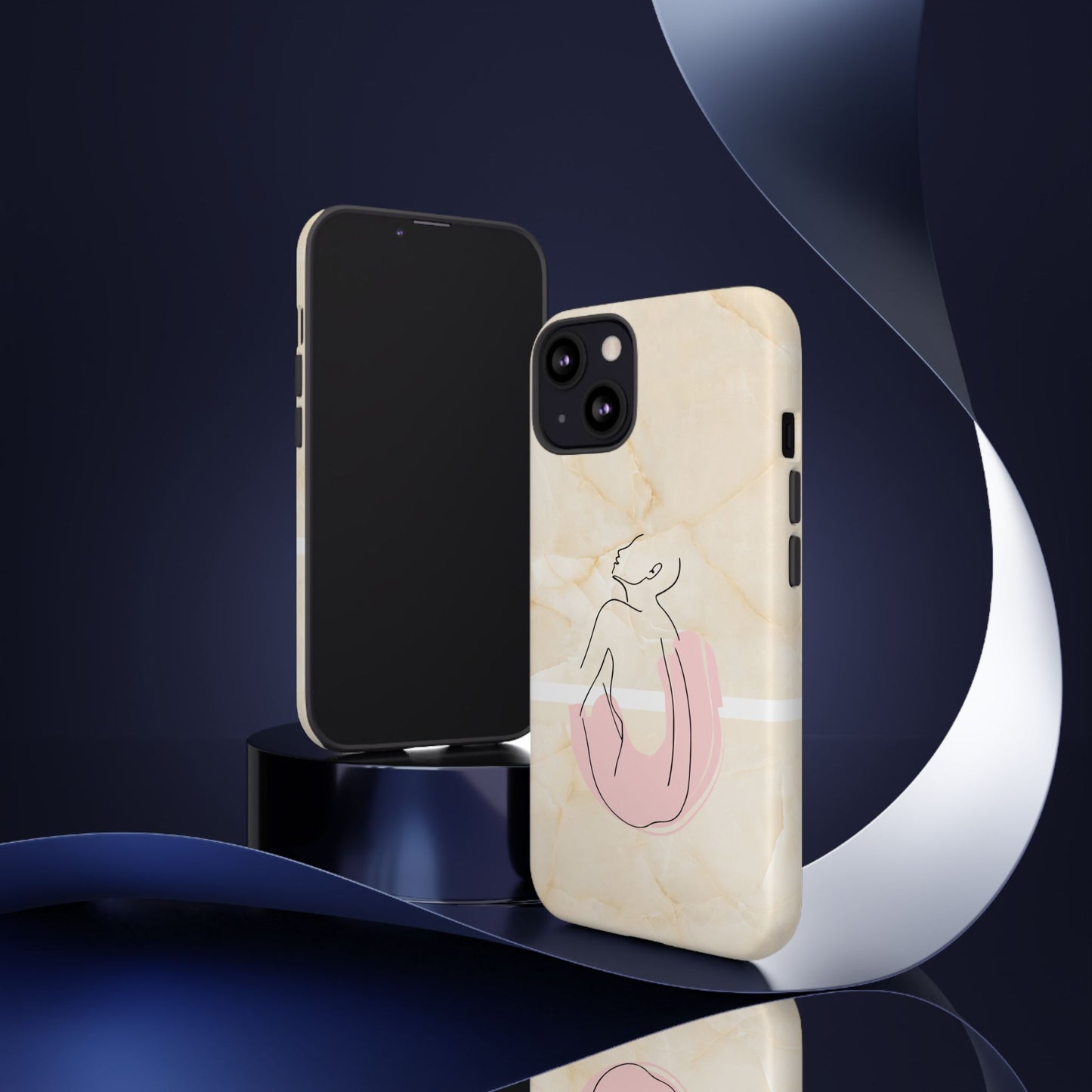 Tough Phone Case — Marble Minimalist Line Art