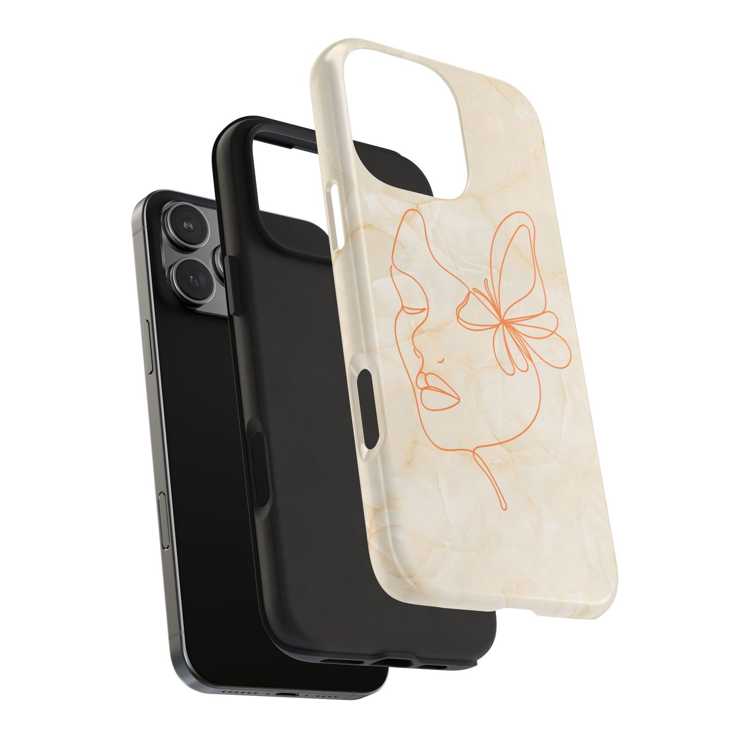 Tough Phone Case —  Marble Line Art, Minimal Elegant
