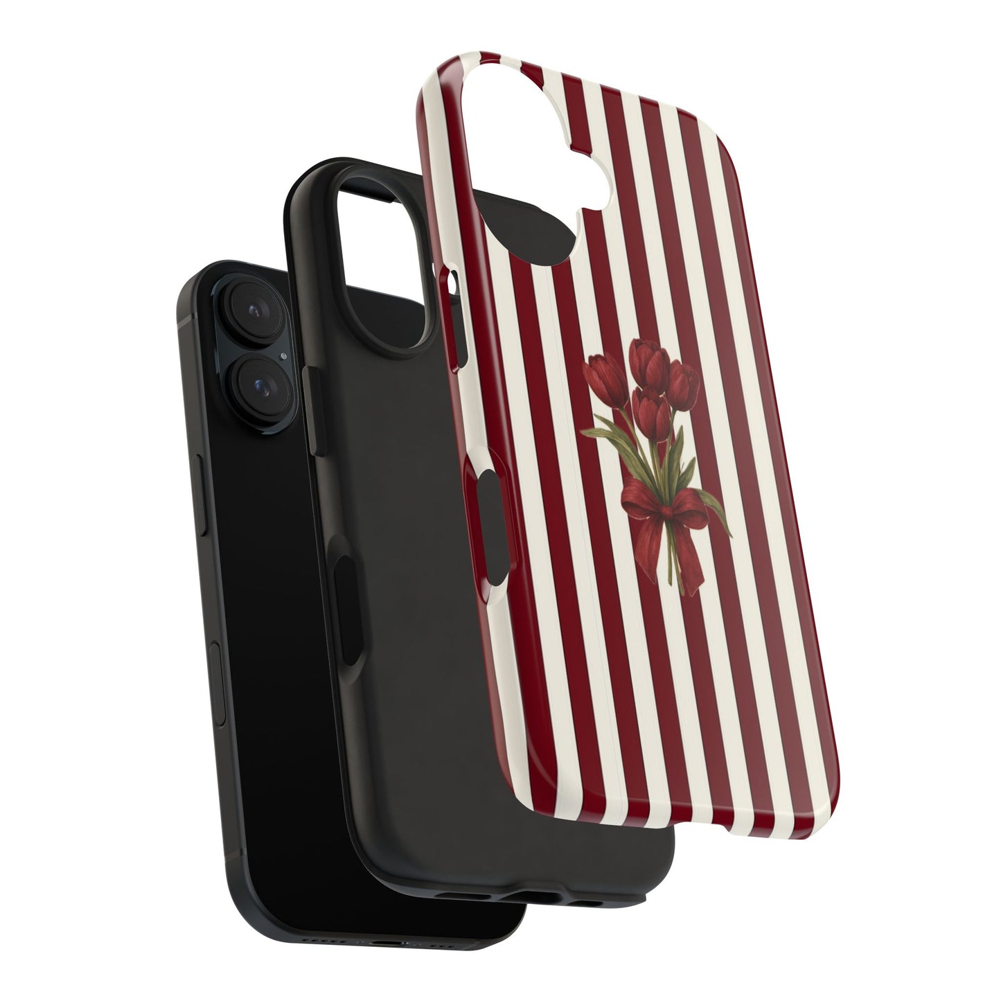 Tough Phone Case —Red Stripe Floral Bouquet