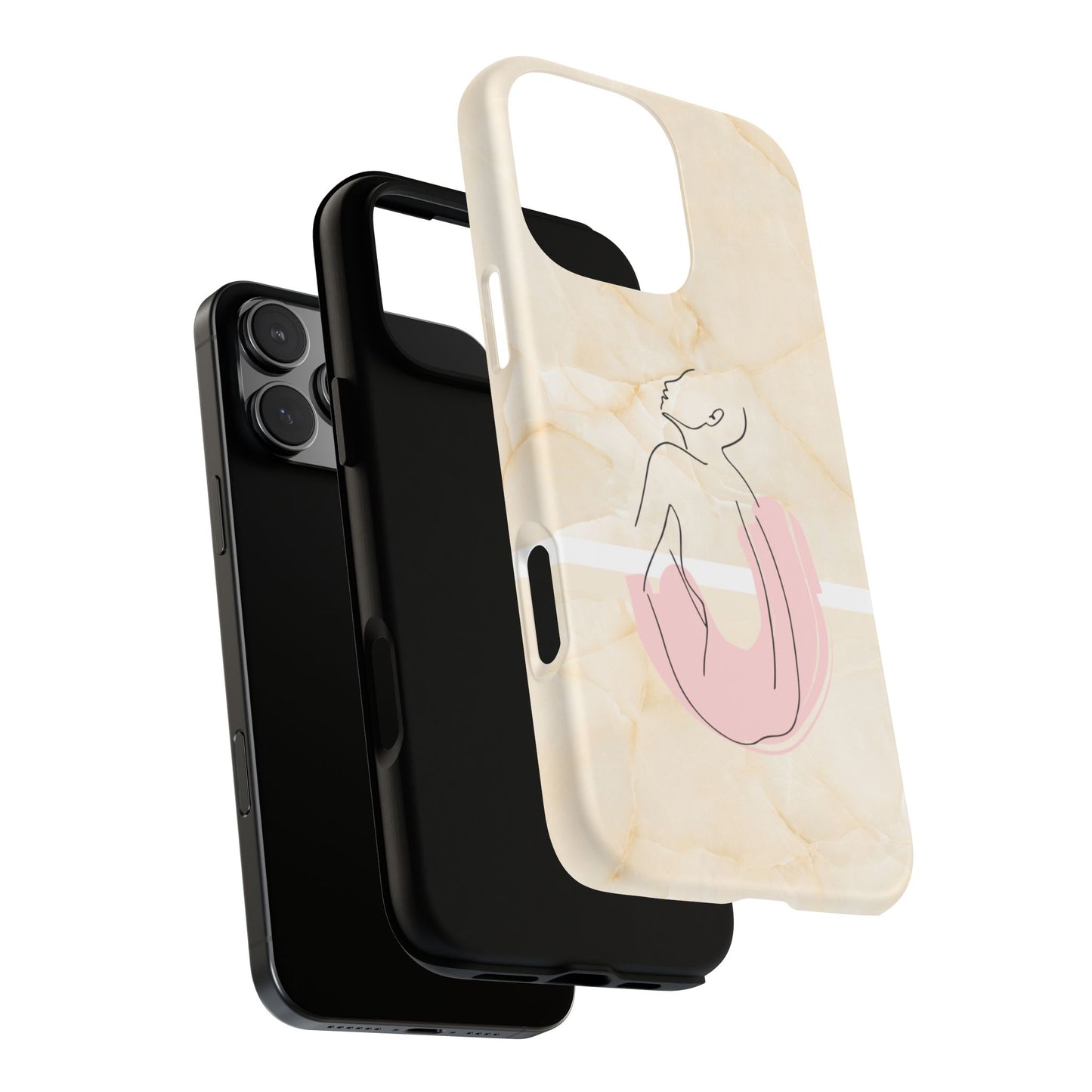 Tough Phone Case — Marble Minimalist Line Art