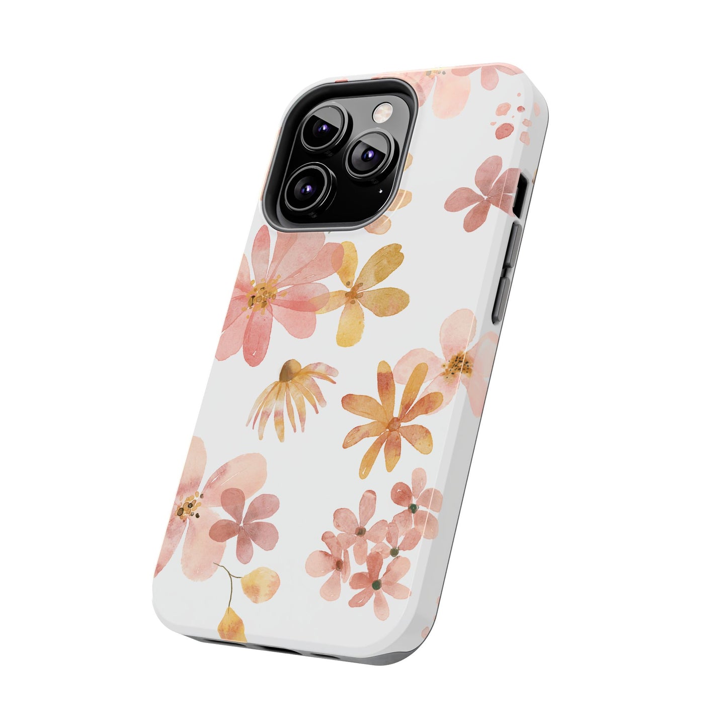 Tough Phone Case — Pink & Gold Blossom Protective Cover