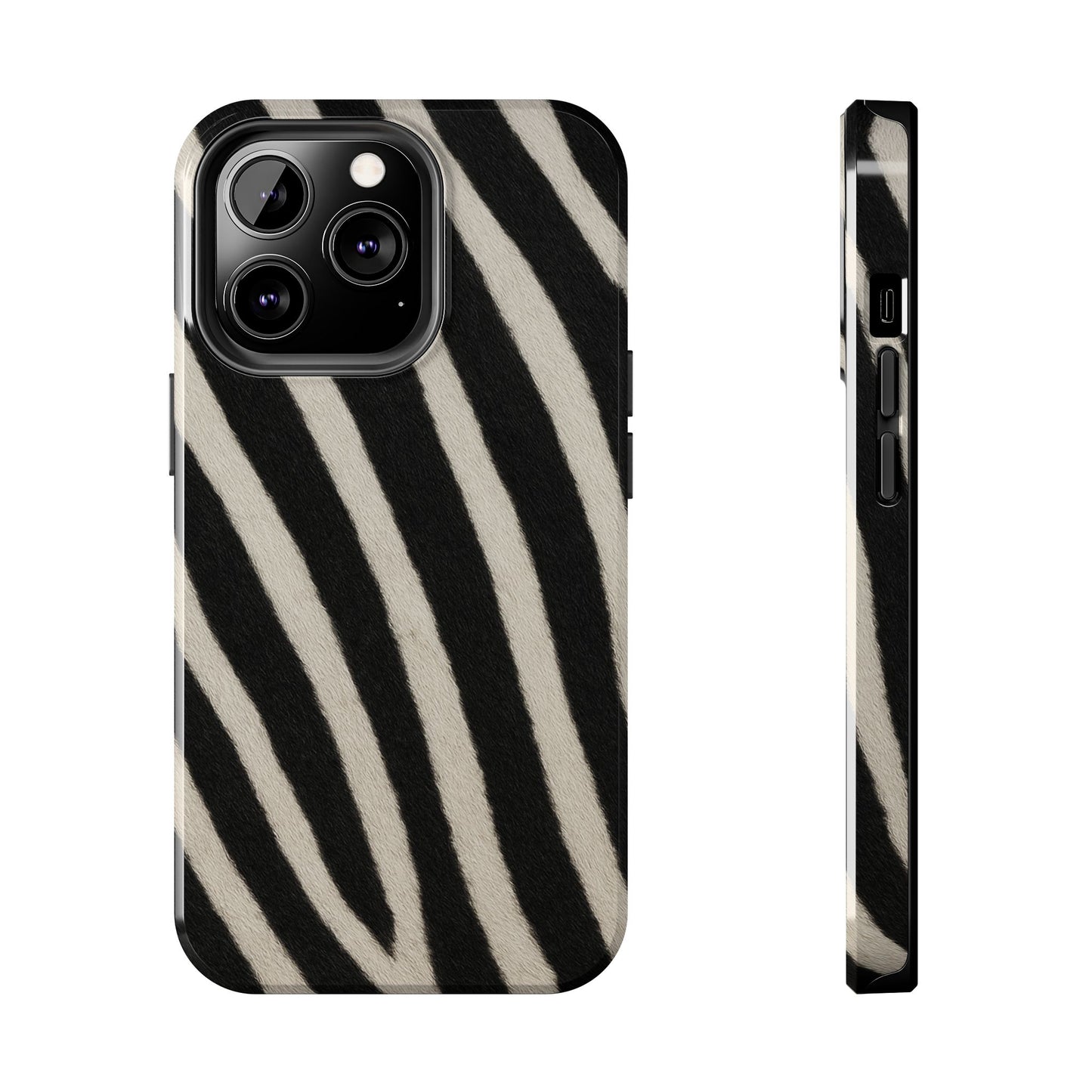 Tough Phone Case —Zebra Stripe, Black & White Animal Print