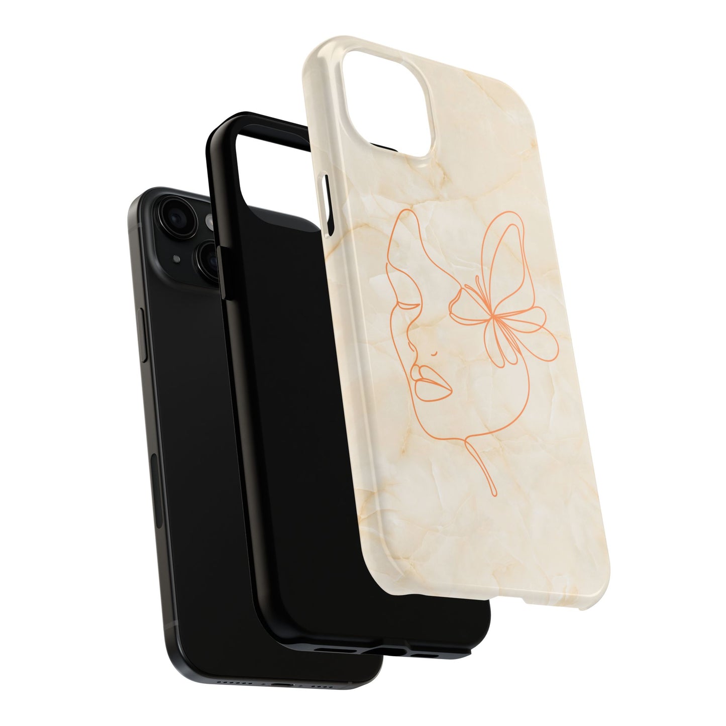 Tough Phone Case —  Marble Line Art, Minimal Elegant