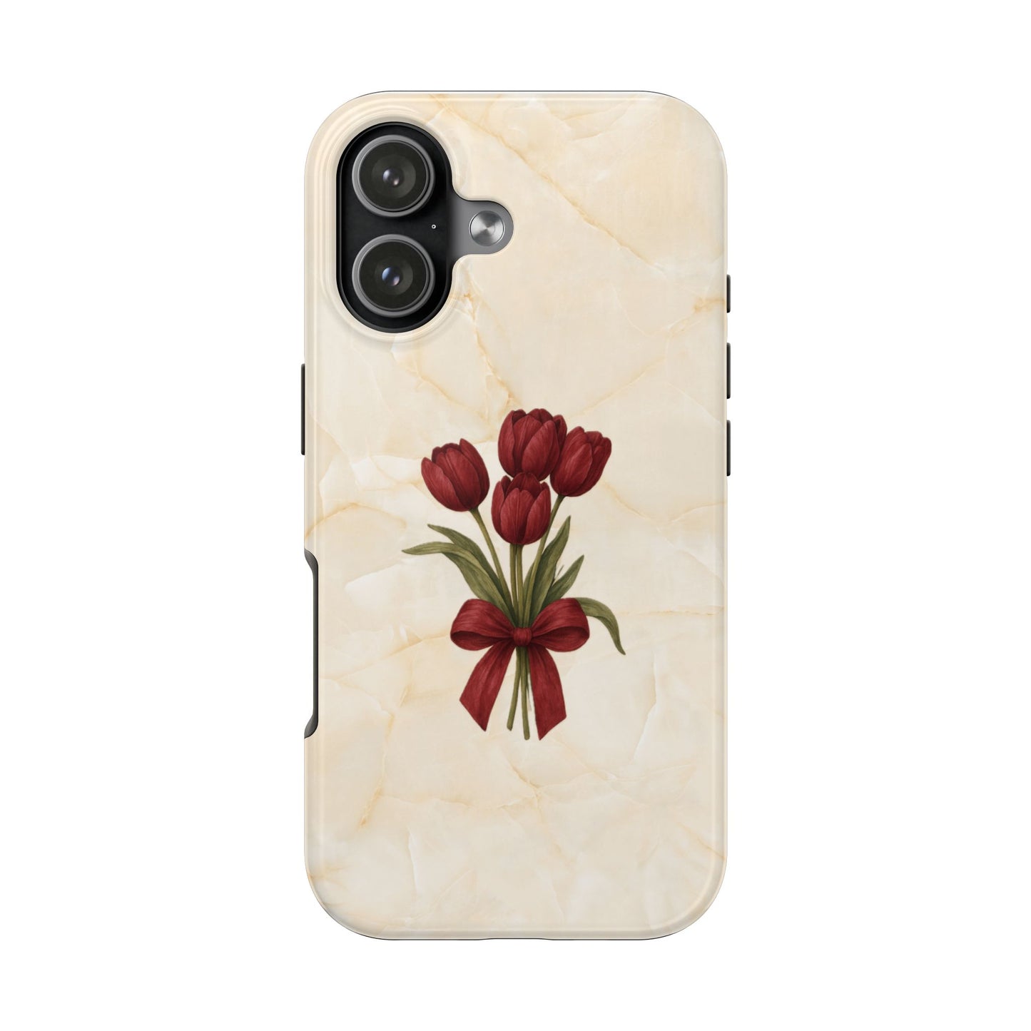 Tough Phone Case — Red Tulip Bouquet on Marble