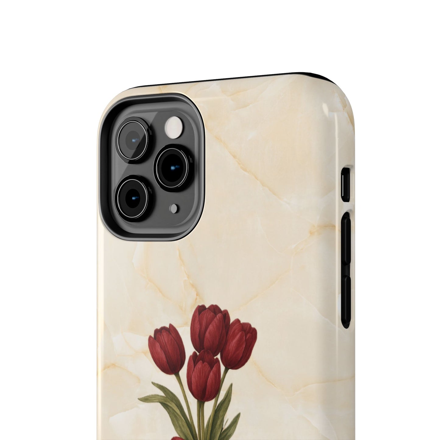 Tough Phone Case — Red Tulip Bouquet on Marble