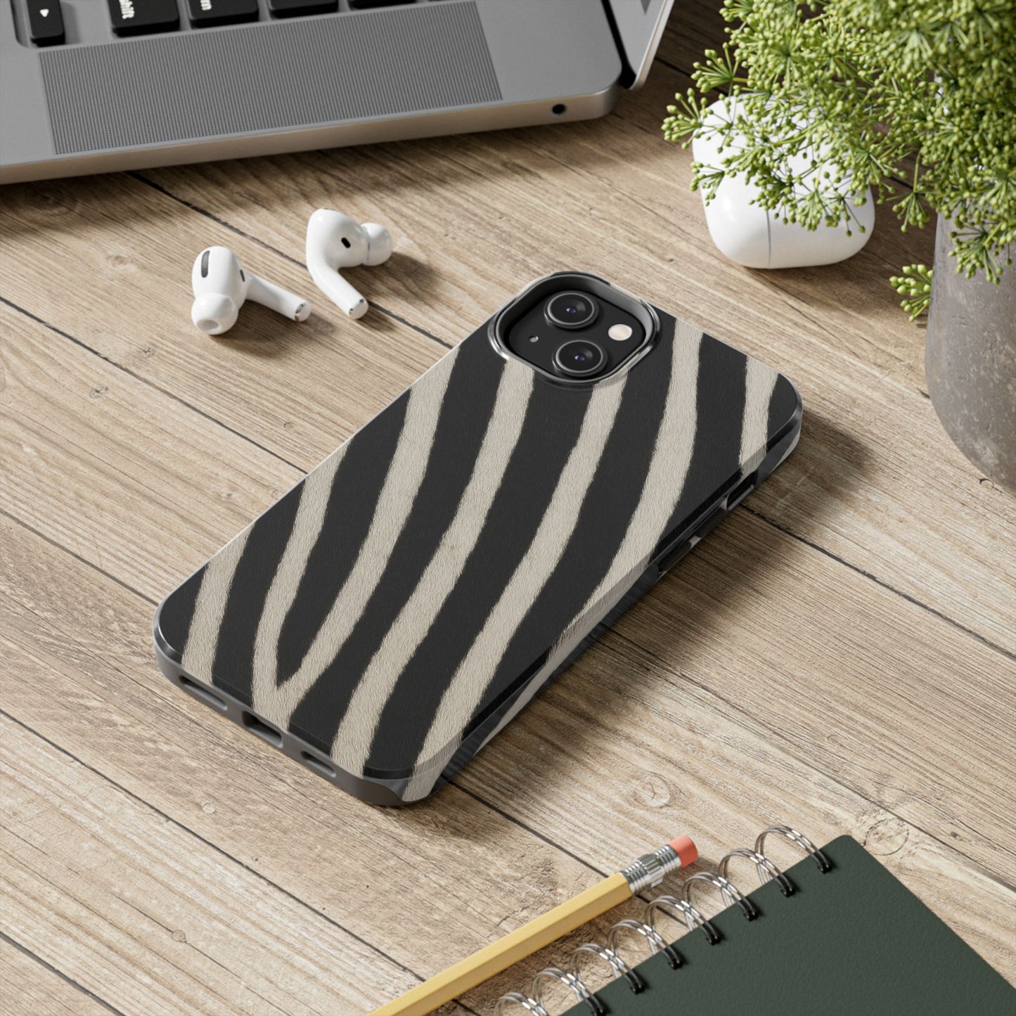 Tough Phone Case —Zebra Stripe, Black & White Animal Print