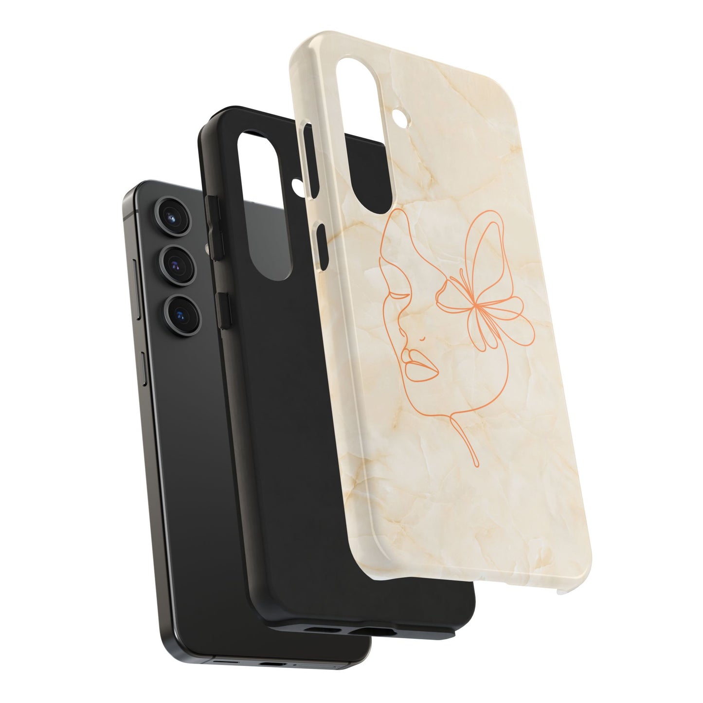 Tough Phone Case —  Marble Line Art, Minimal Elegant