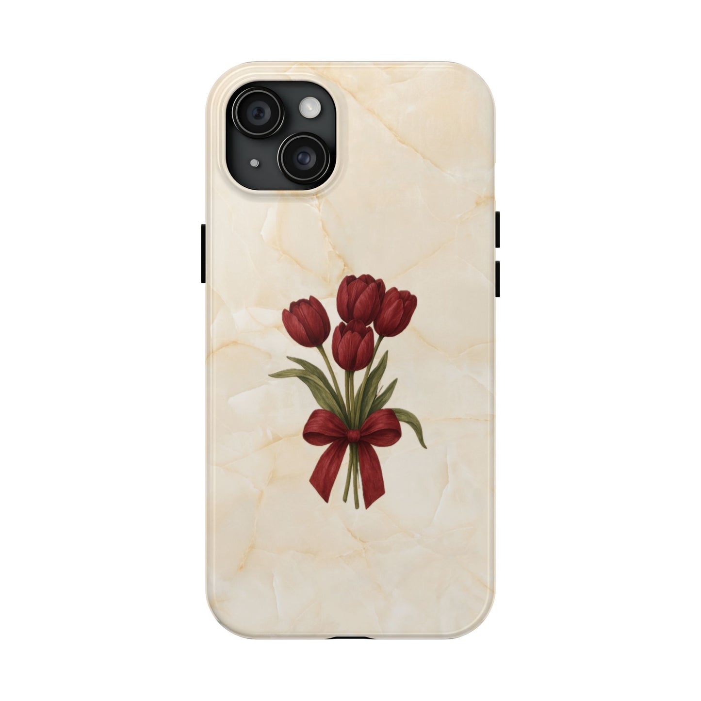 Tough Phone Case — Red Tulip Bouquet on Marble