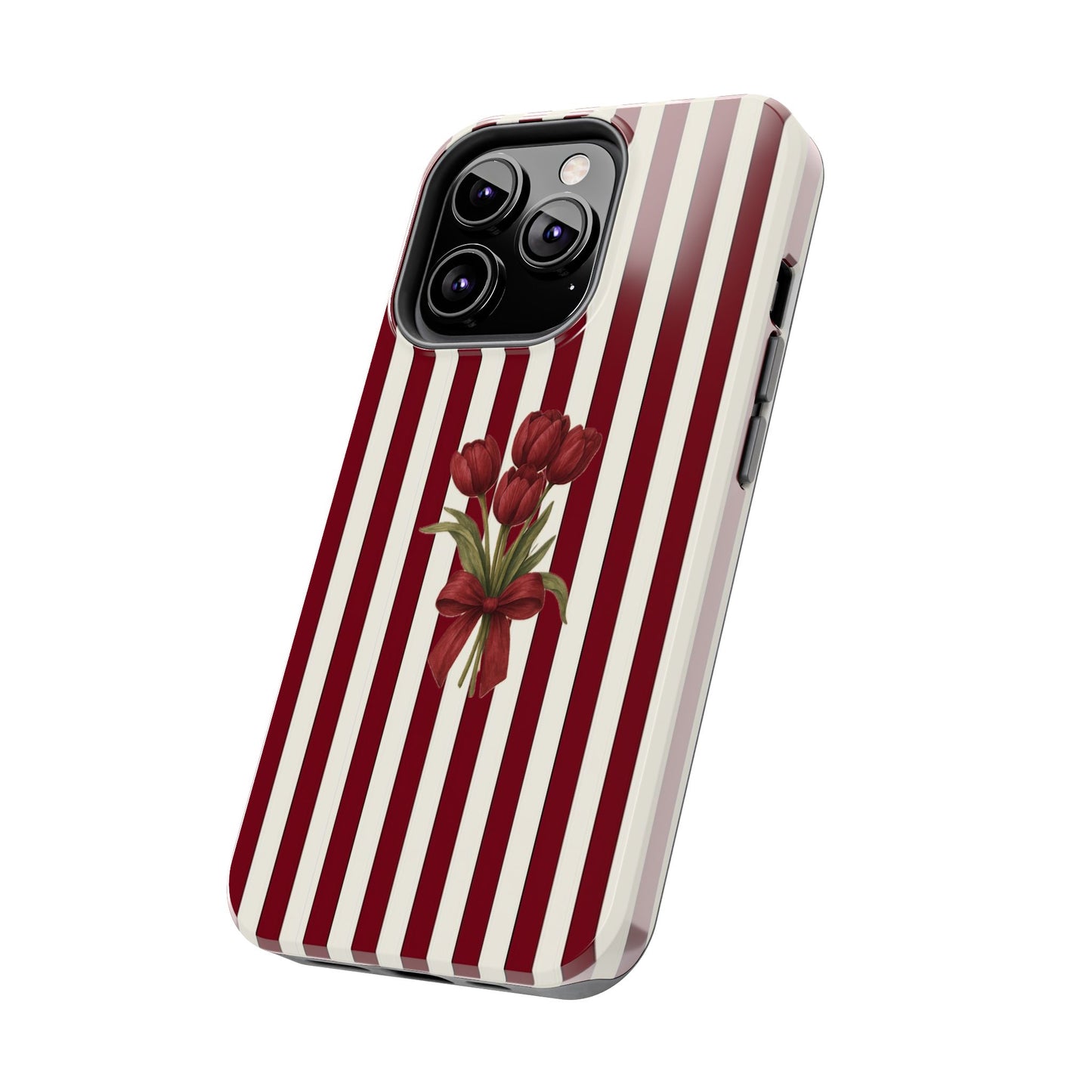 Tough Phone Case —Red Stripe Floral Bouquet