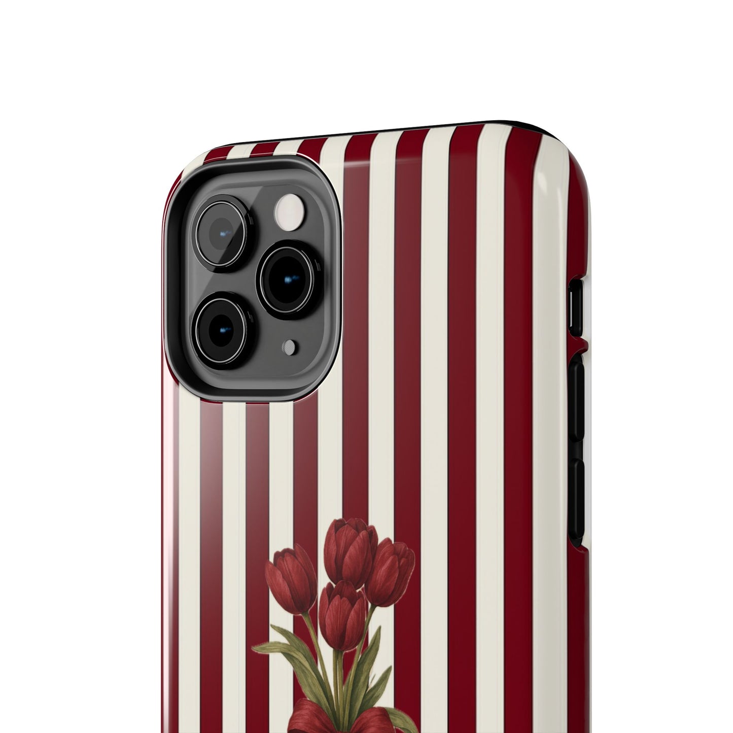 Tough Phone Case —Red Stripe Floral Bouquet