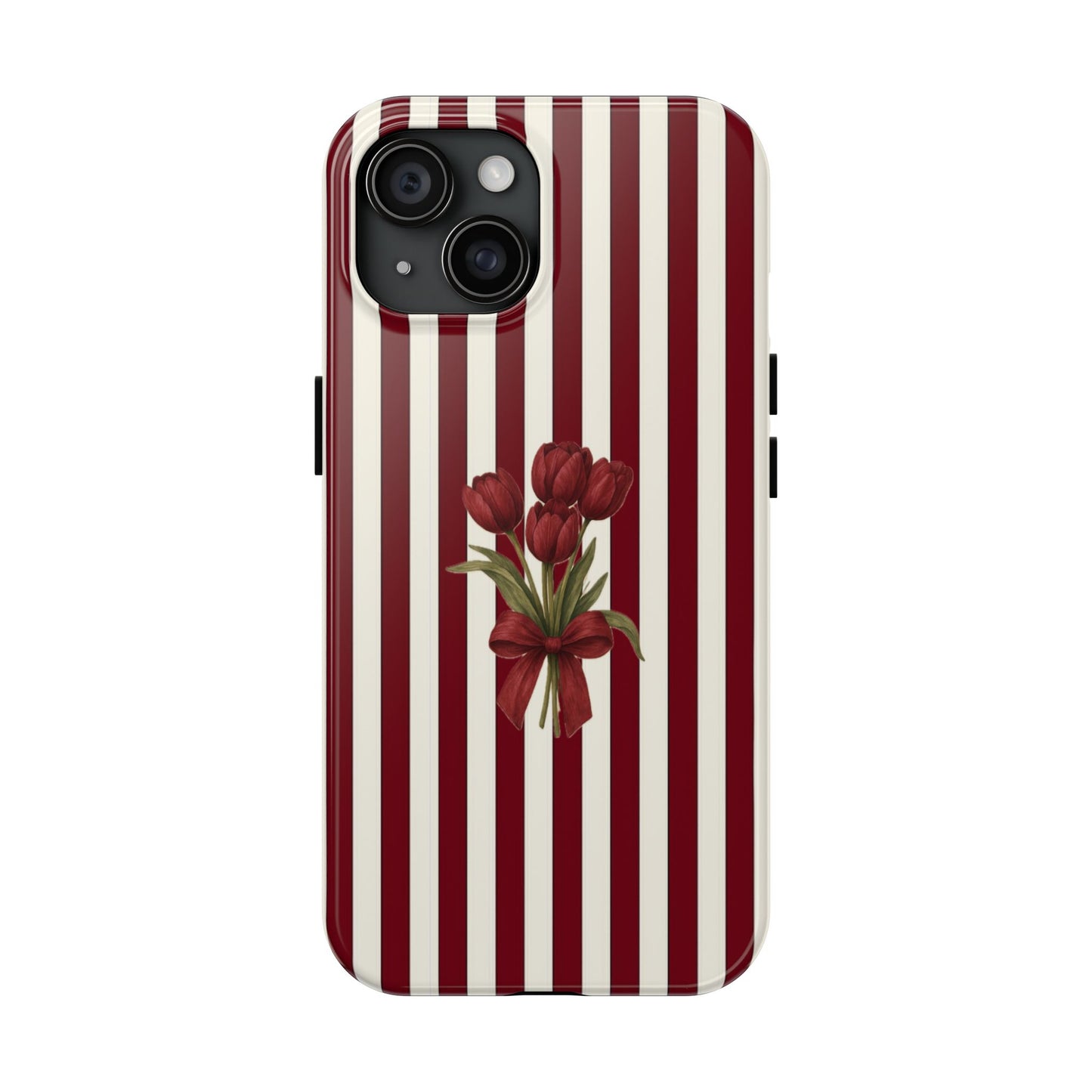 Tough Phone Case —Red Stripe Floral Bouquet