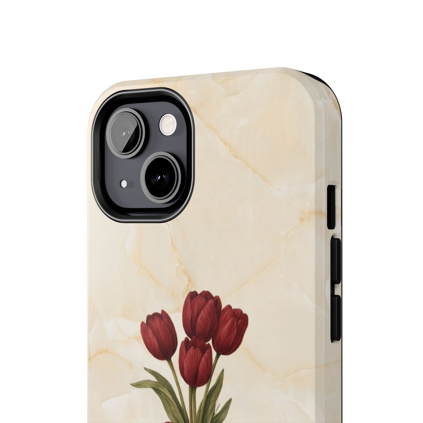 Tough Phone Case — Red Tulip Bouquet on Marble