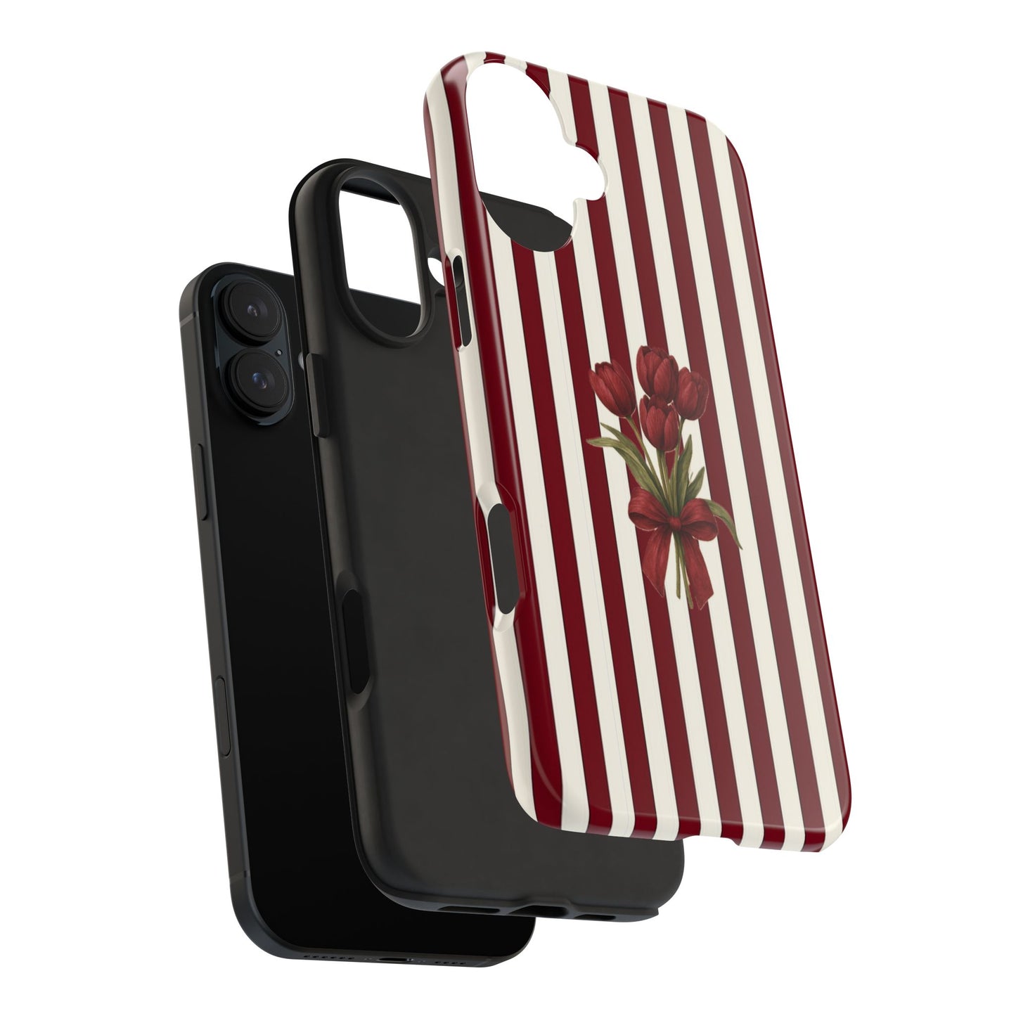 Tough Phone Case —Red Stripe Floral Bouquet