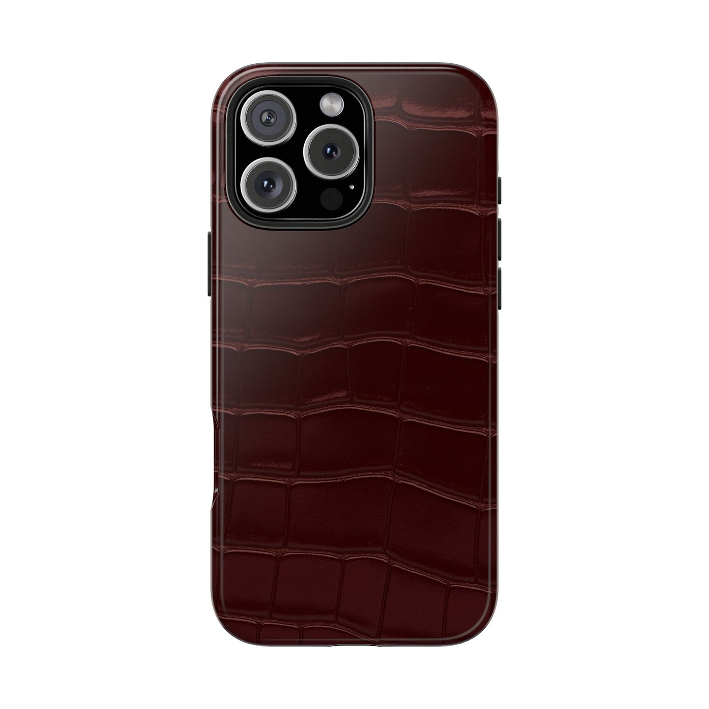 Tough Phone Case — Burgundy, Croc-Embossed