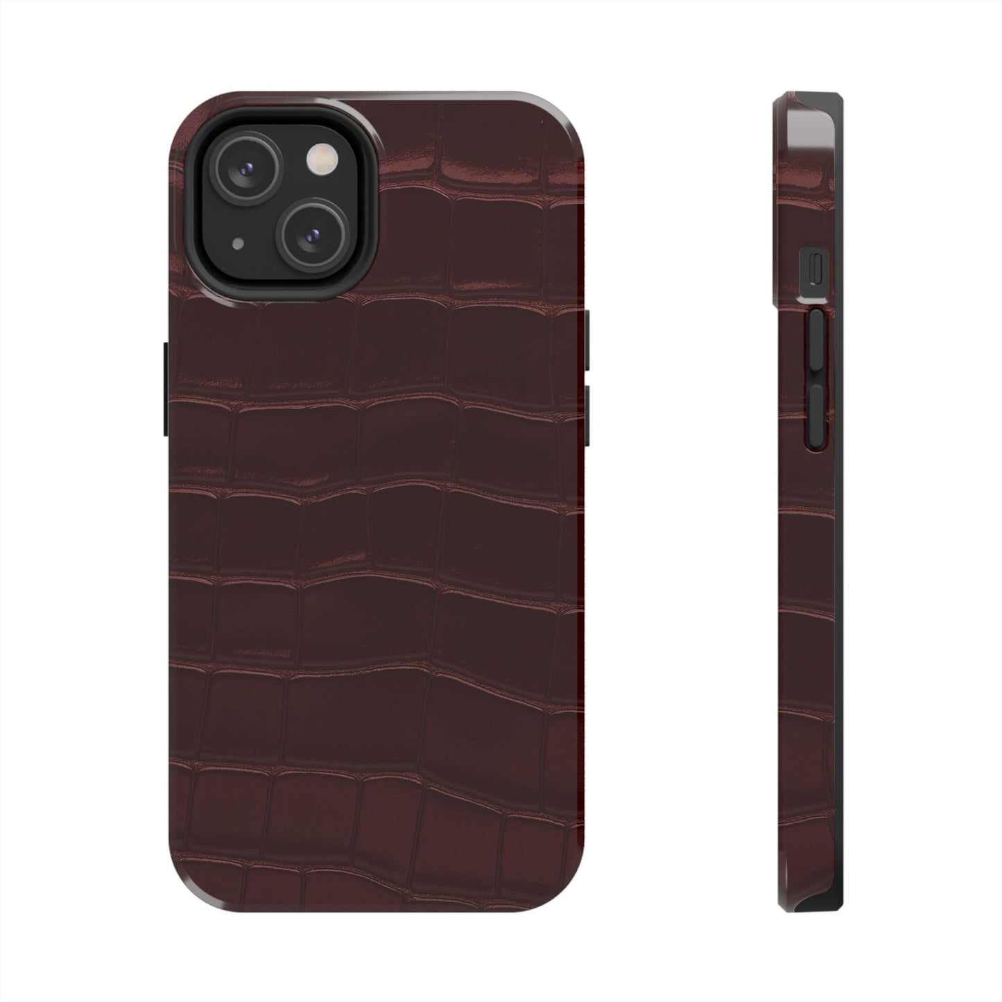 Tough Phone Case — Burgundy, Croc-Embossed