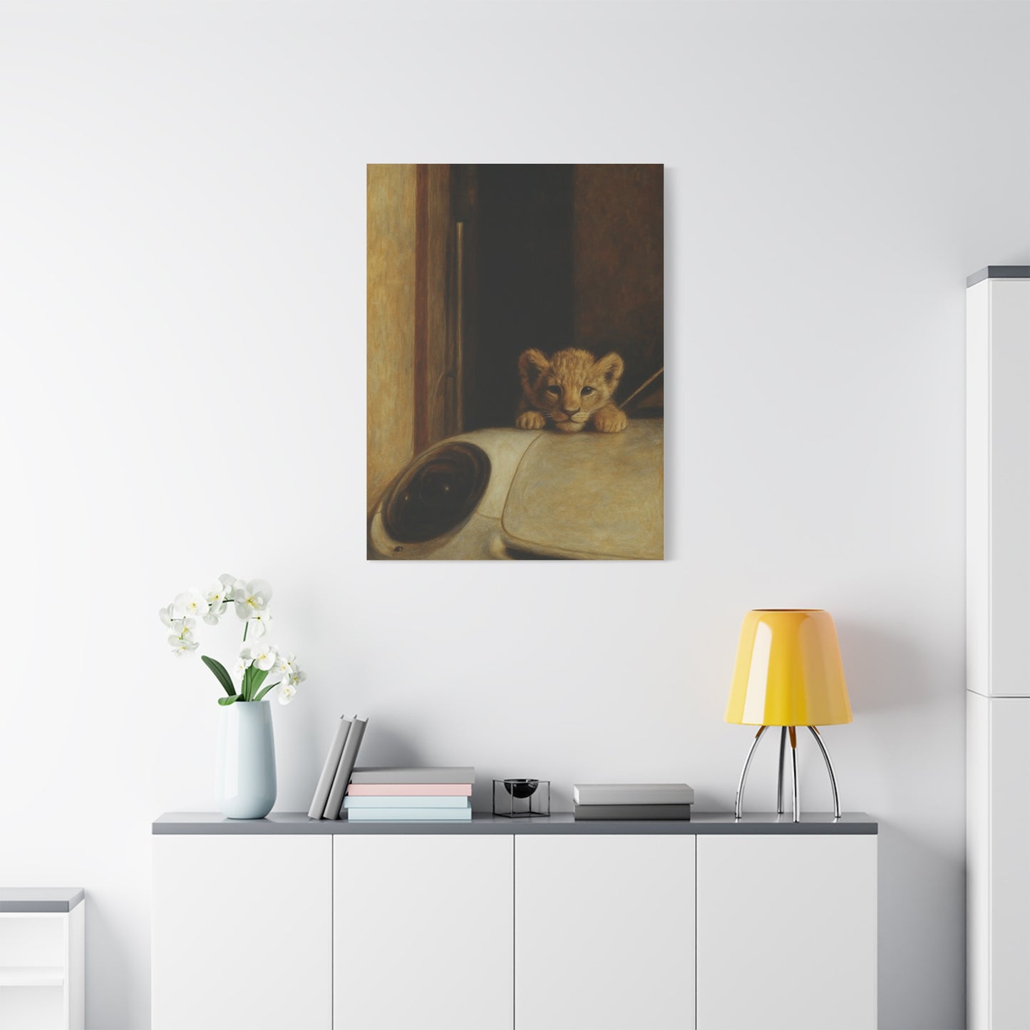 Canvas wall art - Lion Animal Sports Car Design