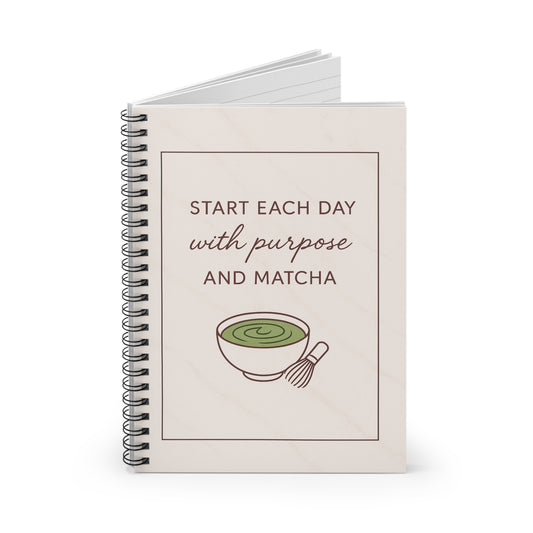 Inspirational Matcha Spiral Notebook – Motivation Journal, Daily Planner, Green Tea Lover Gift, Wellness Writing, Mindfulness Guide