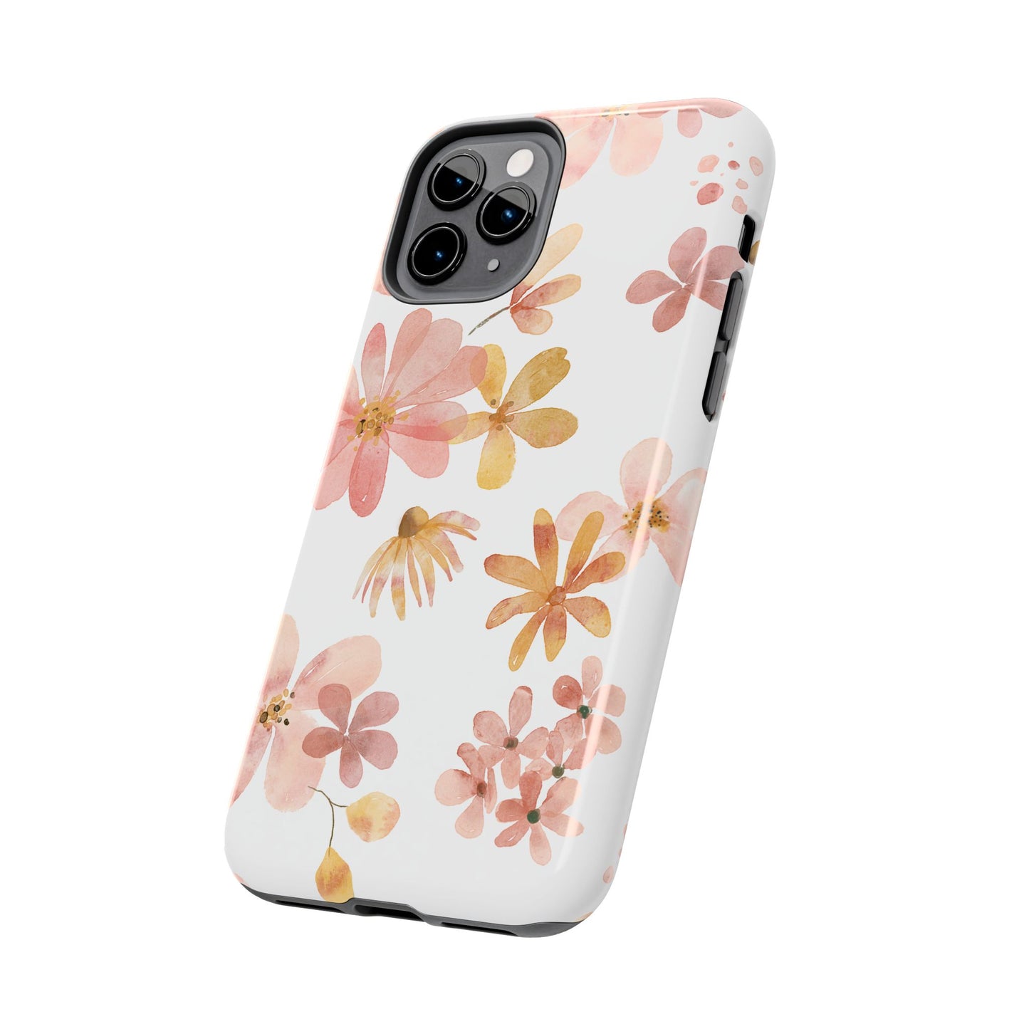 Tough Phone Case — Pink & Gold Blossom Protective Cover