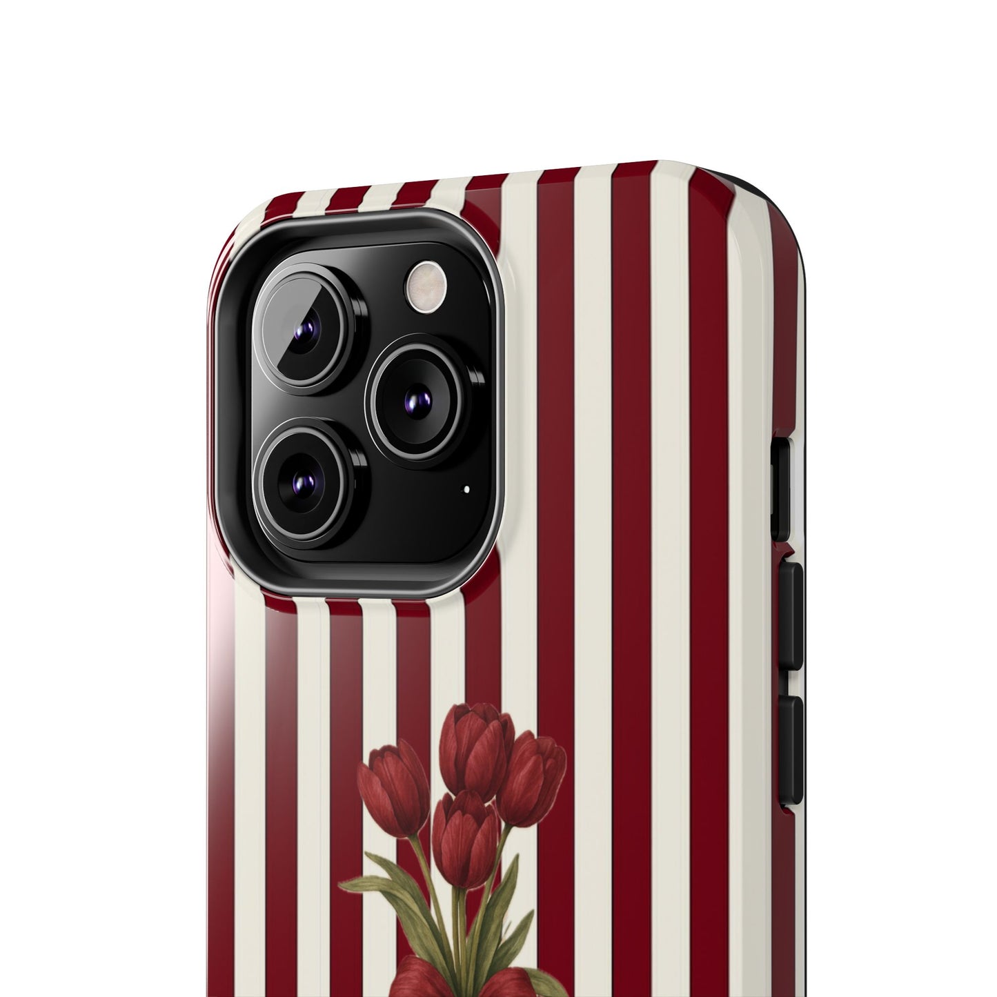 Tough Phone Case —Red Stripe Floral Bouquet