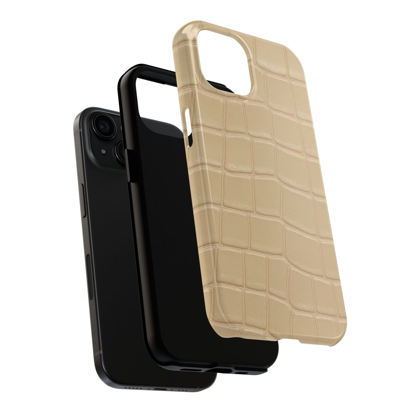 Tough Phone Case — Shockproof Alligator-Texture, Beige Croc