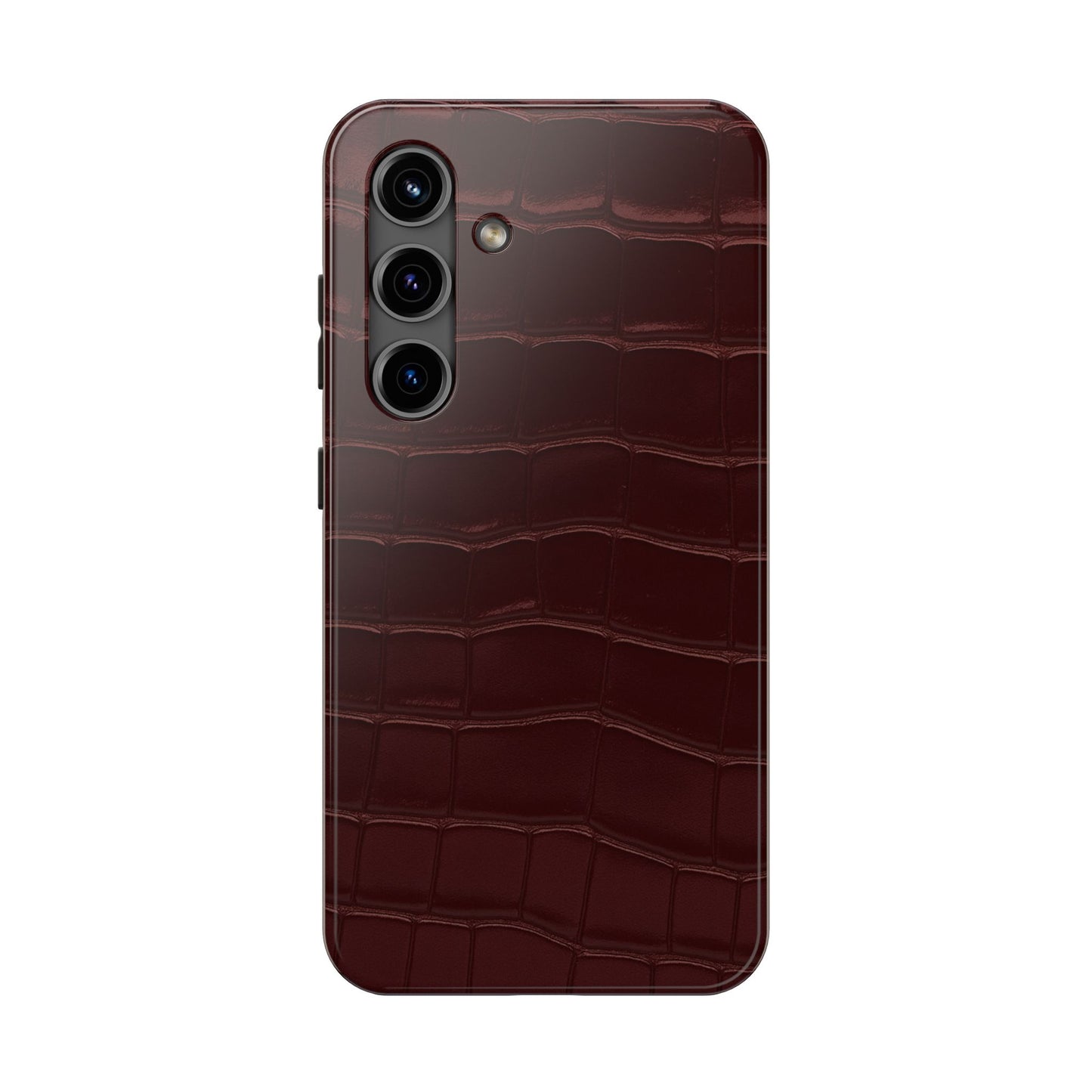 Tough Phone Case — Burgundy, Croc-Embossed