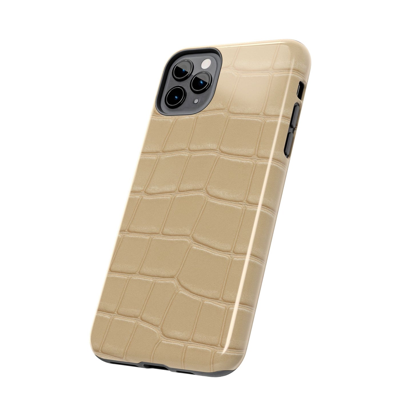 Tough Phone Case — Shockproof Alligator-Texture, Beige Croc